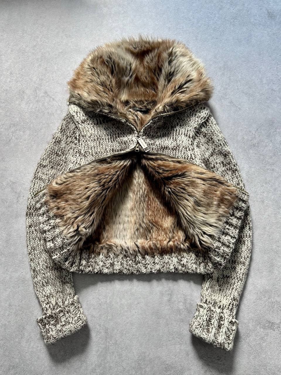 Japanese Brand Vintage Y2K Faux Fur Opium Mohair Knit Jacket Size M / US 6-8 / IT 42-44 - 2 Thumbnail