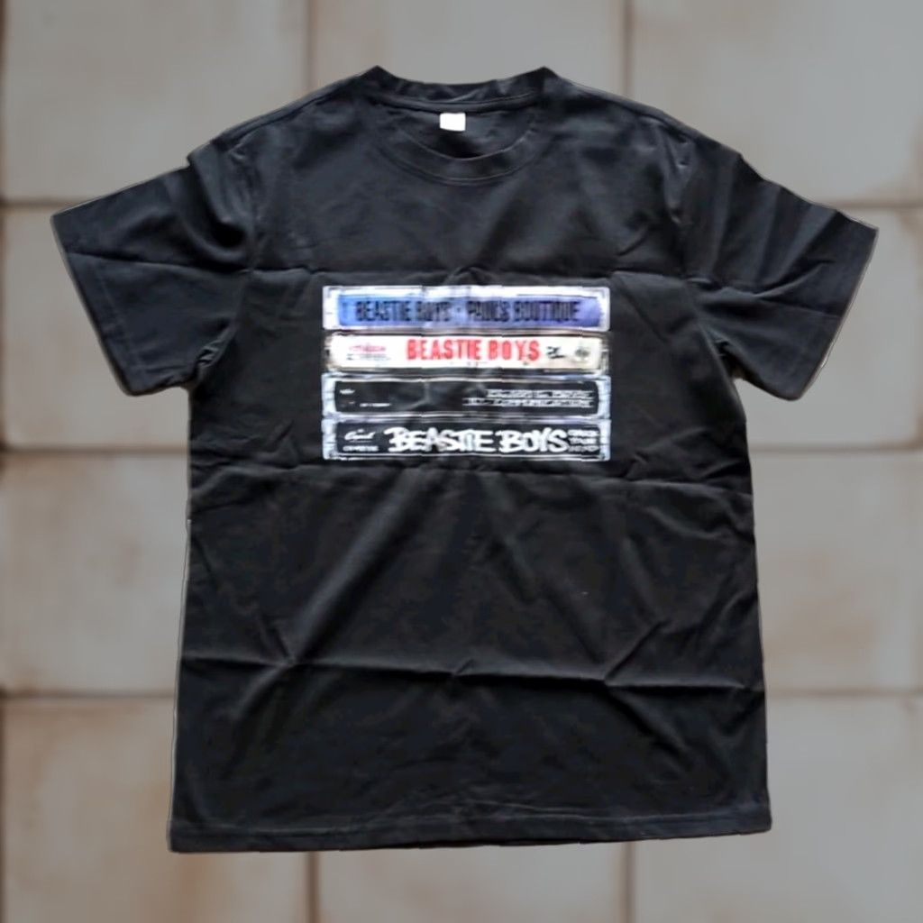BEASTIE BOYS CASSETTE TAPE SHIRT HEAVYWEIGHT Black L Mens T-Shirt 90s Rock Logo Crew Neck Short Sleeve