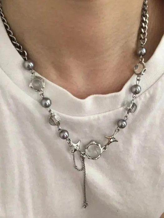 Jewelry Star Geometric Crystal Ball Chain Necklace Size ONE SIZE - 6 Thumbnail