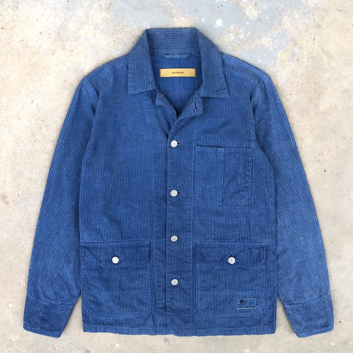 Backbone Vintage BACKBONE Striped Cotton Chore Denim Jacket Size US M / EU 48-50 / 2 - 12 Thumbnail