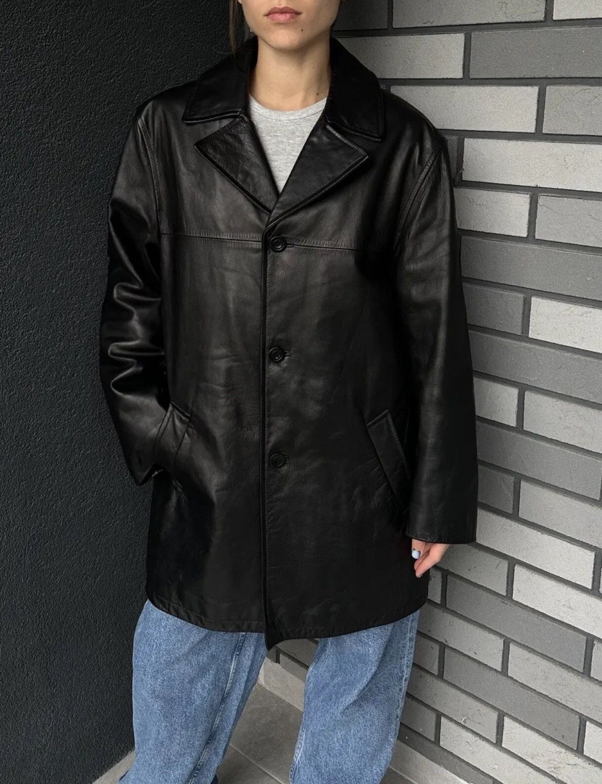ZARA MAN LEATHER PARKA WITH POCKETS L Vintage ZARA man oversized