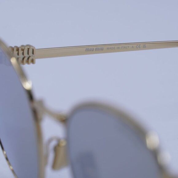 Miu Miu Miu Miu MU55ZS 5AK07F Sunglasses Gold Round Frame Size ONE SIZE - 9 Thumbnail