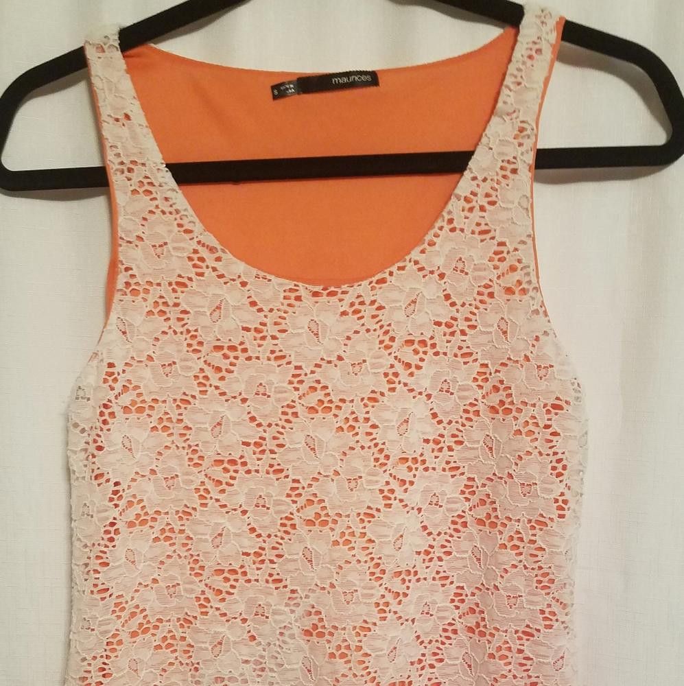 Designer Maurices Size Small Peach and White Tank T… Size S / US 4 / IT 40 - 1 Thumbnail