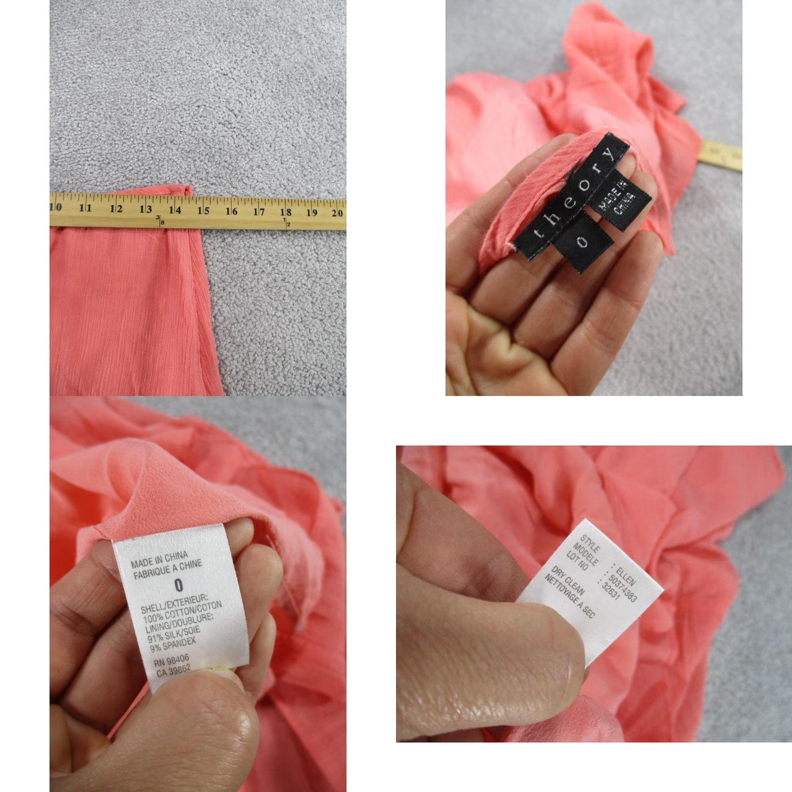 Theory Theory Skirt Womens 0 Pink Midi Cotton Silk Spandex Zipper Flare (Lightweight) Civic 90s? Size 25" / US 0 / IT 36 - 8 Thumbnail