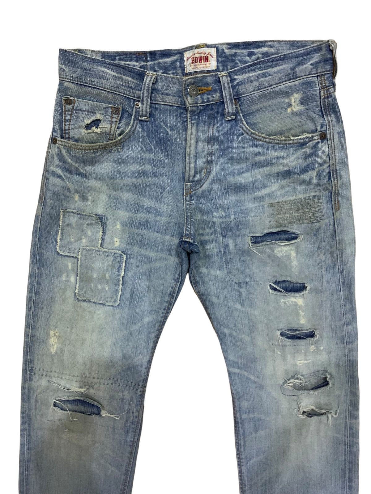 Edwin × If Six Was Nine × Margaret Howell Edwin EV Blue Mud Wash Style Kapital Patches Distress Jeans Size US 31 - 2 Thumbnail