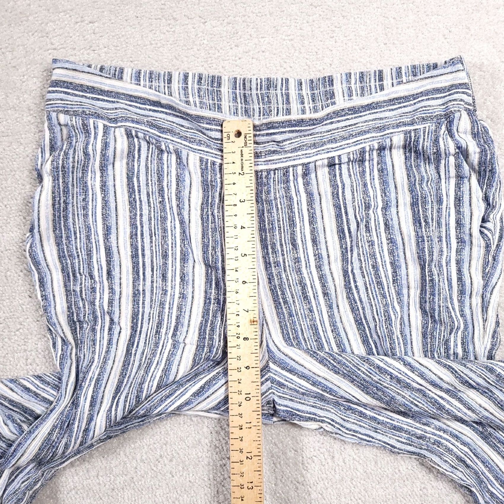 Nine West Nine West Capri Pants Women Large Blue Stripe Pockets Soft Comfort Cotton Rayon Pull On Tapered Leg Flat Front Casual Vintage: No Size 36" / US 14 / IT 50 - 6 Thumbnail