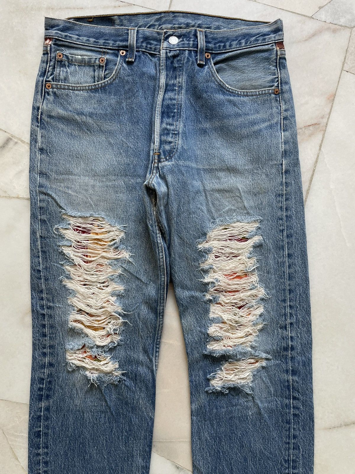 Levi's Vintage Levis 501xx Custom “Batik” Design Jeans Size US 32 / EU 48 - 3 Thumbnail