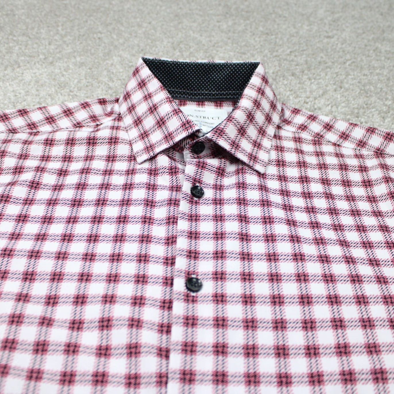 Vintage Construct Shirt Men Medium Red Slim Fit 4 Way Stretch Geometric Button-Up 15-15 1/2, 33/34 Casual Formal Workwear Mens Size US M / EU 48-50 / 2 - 5 Thumbnail