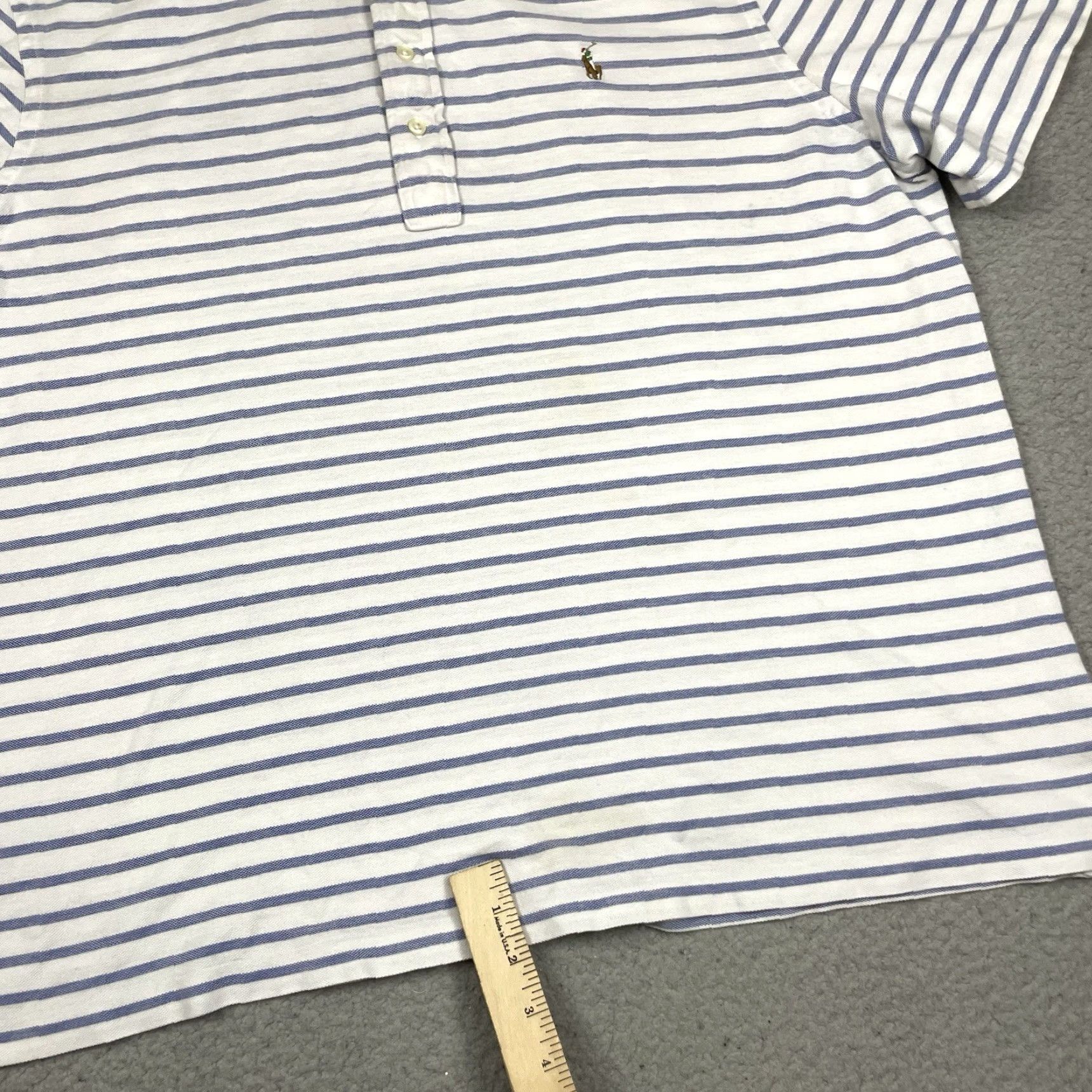 Polo Ralph Lauren Polo Ralph Lauren Shirt Mens 2XL Blue Knit Oxford Striped Pony Adult Short Sleeve Collared Button-Down Size US XXL / EU 58 / 5 - 6 Thumbnail