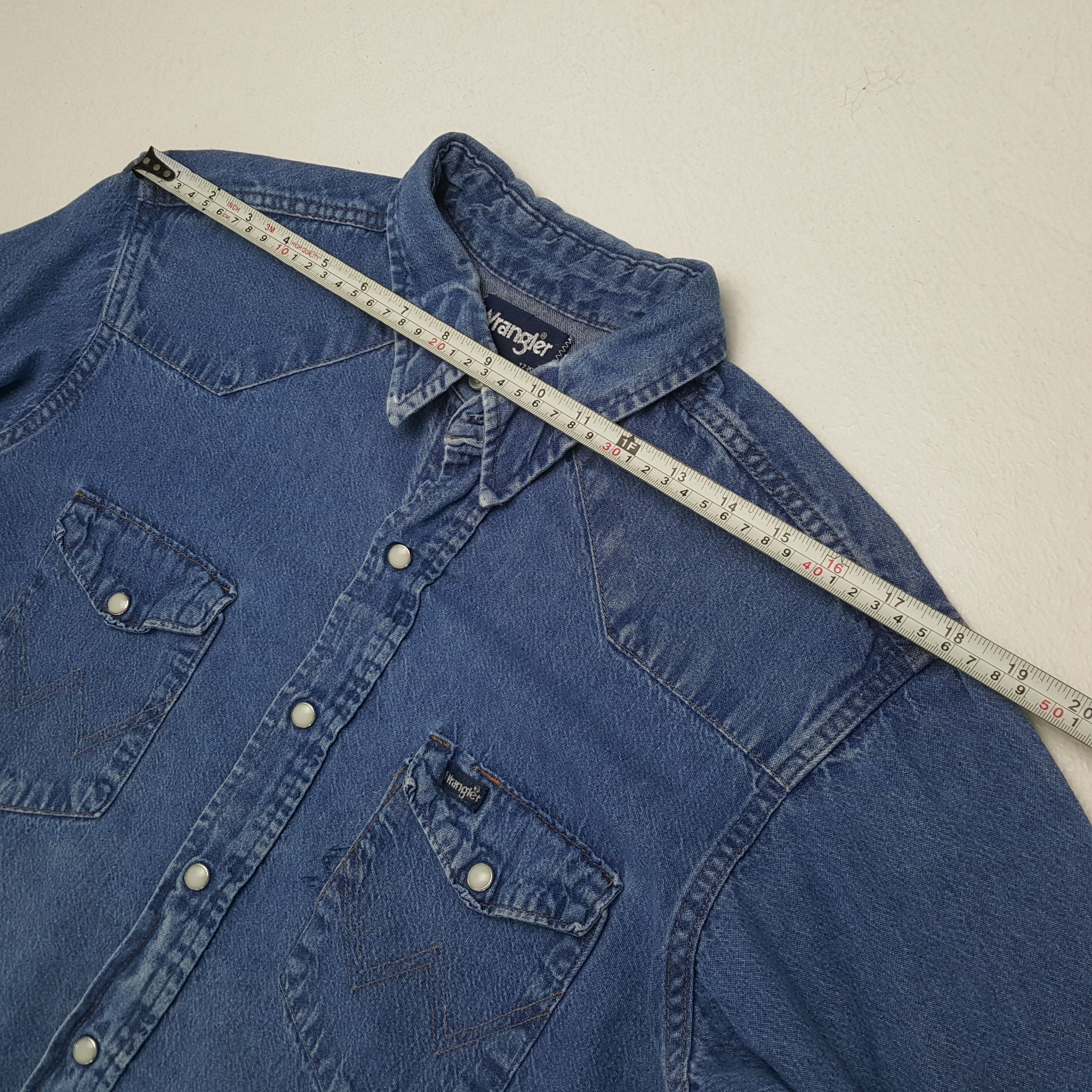 Vintage × Wrangler Vintage WRANGLER American Classic Style Denim Shirts Size US XL / EU 56 / 4 - 4 Thumbnail