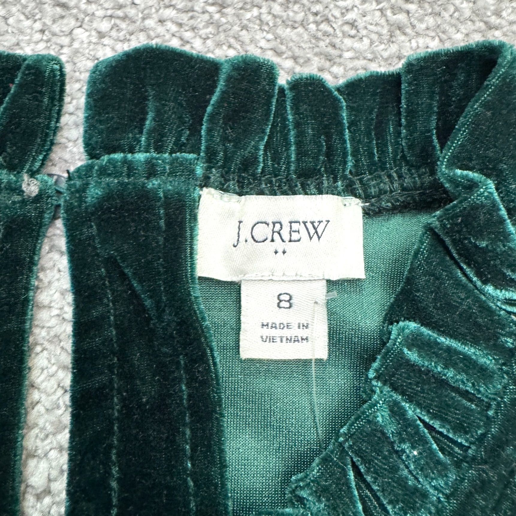 J.Crew Factory Velvet Sleeveless Tiered Midi Dress Women 8 Green Ruffle  Neck NWT