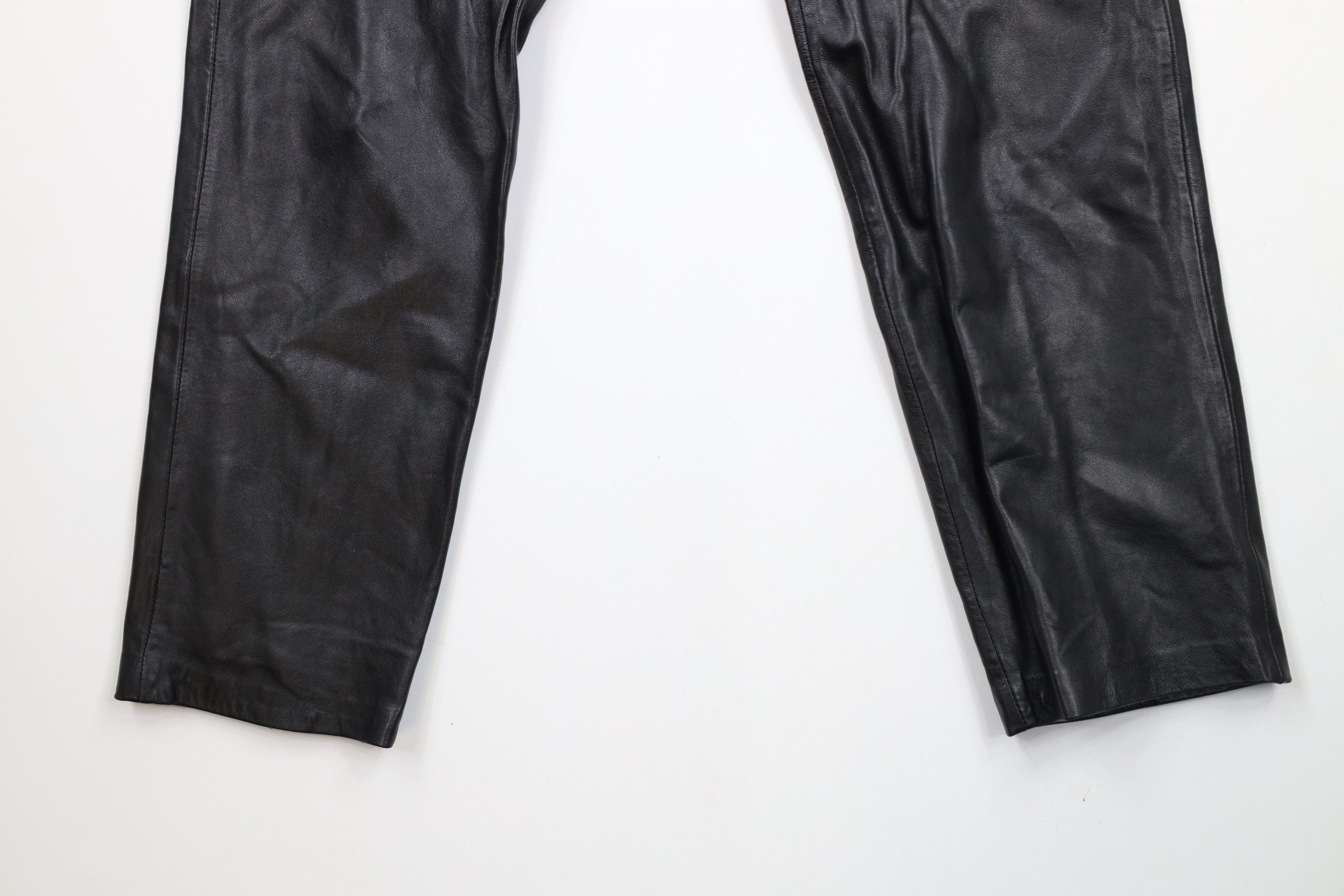 Vintage Vintage 90s Streetwear Faded Leather Motorcycle Pants Black Size 36" / US 14 / IT 50 - 4 Thumbnail