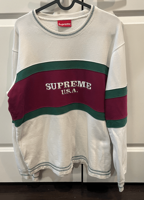 Supreme center stripe online crewneck