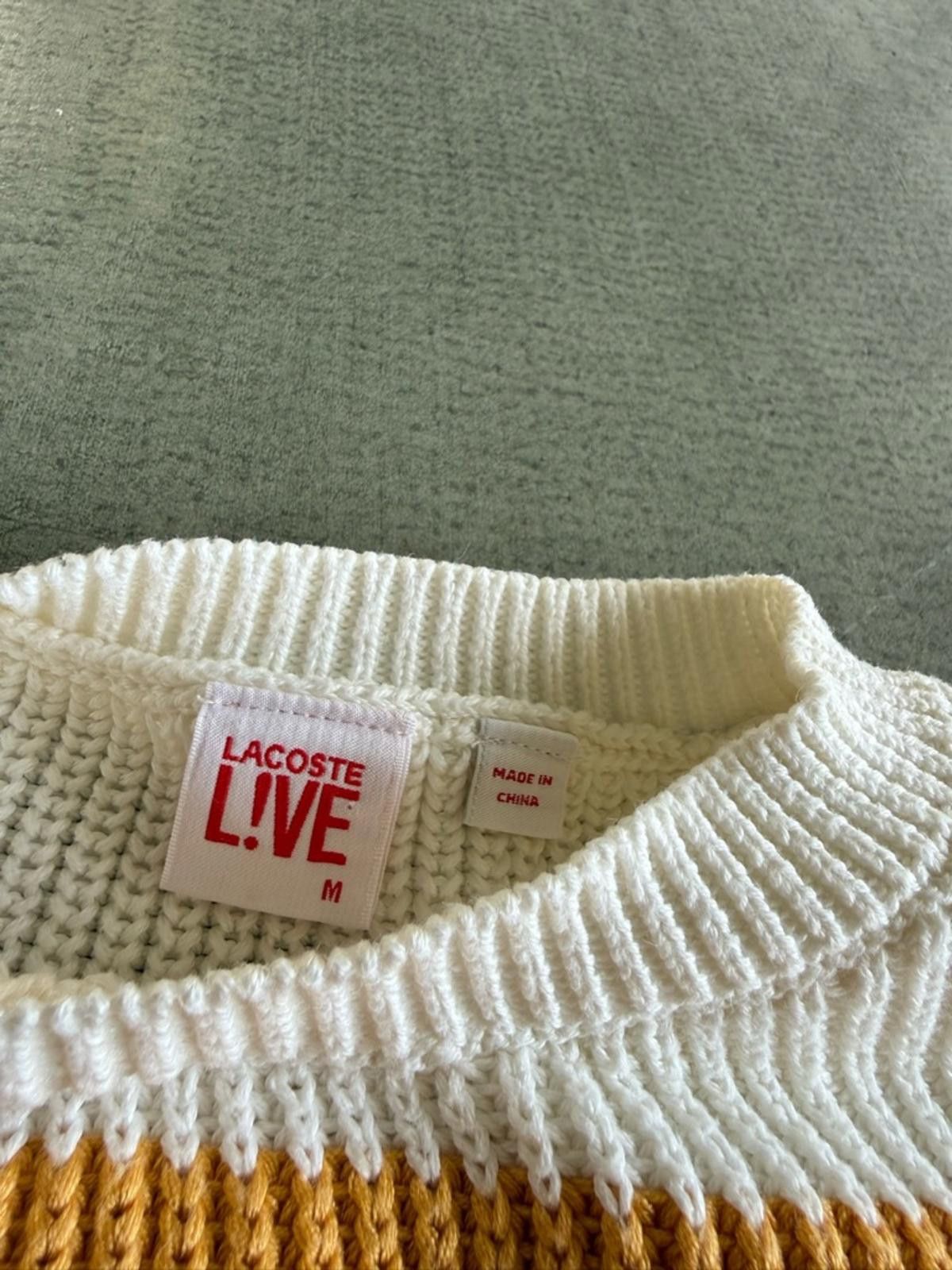 Lacoste Lacoste Live / Stripe Knit Sweater / Gold Ivory Size M / US 6-8 / IT 42-44 - 5 Thumbnail
