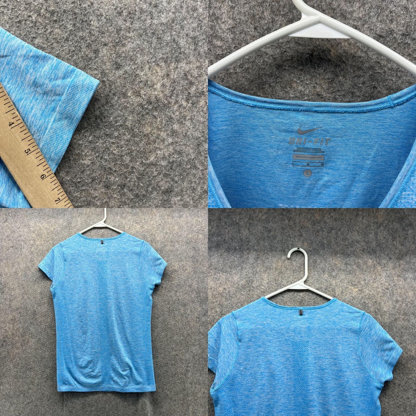Nike Nike Shirt Women Large Blue Athletic Dri Fit Polyester Gym Swoosh Shirt Size L / US 10 / IT 46 - 8 Thumbnail