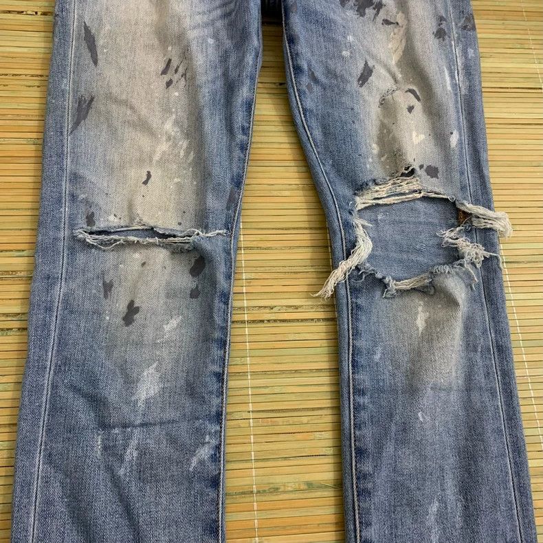 Amiri Amiri Single Knee Destroyed Splatter Denim Pants Size US 28 / EU 44 - 2 Thumbnail