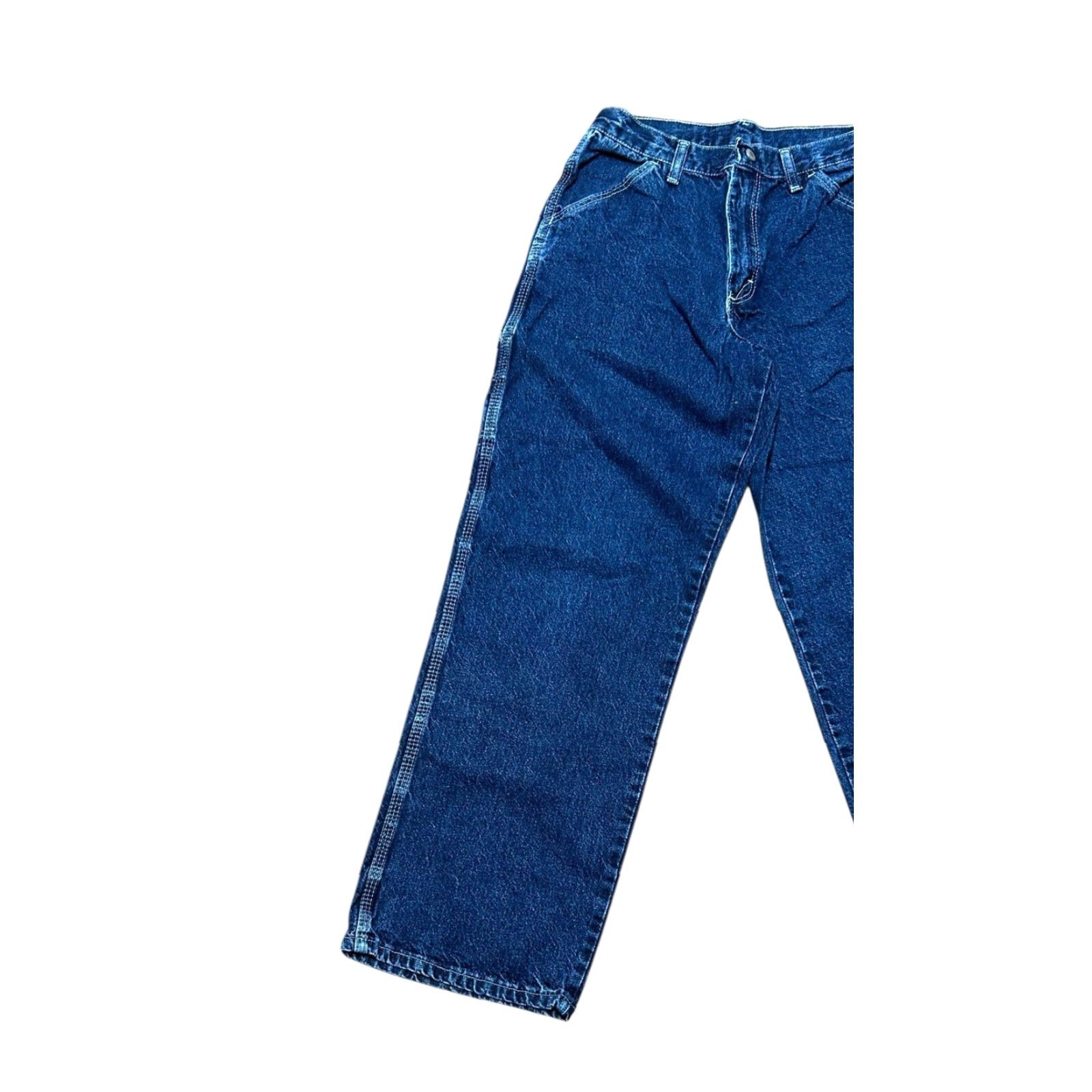 Wrangler VINTAGE Wrangler Hero Industrial Wear Dark Blue Denim Jeans Women Sz 16 Wrangler Cowboy Cut 5-Pocket Regular Inseam 28" Size 38" / US 16 / IT 52 - 2 Thumbnail