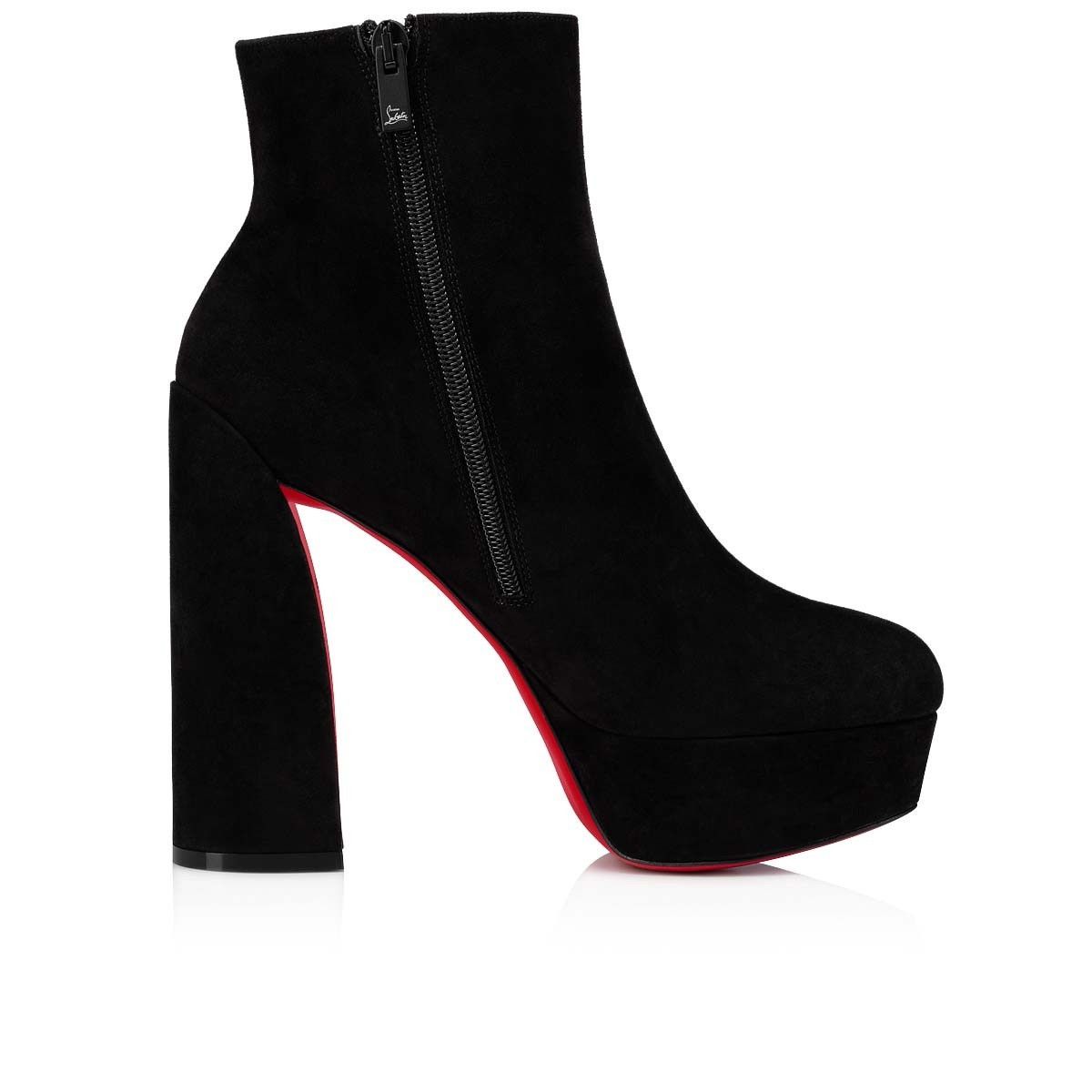 Christian Louboutin Movida Booty 130 Black Suede Platform Block Heel Bootie 37 Size US 7 / IT 37 - 13 Thumbnail