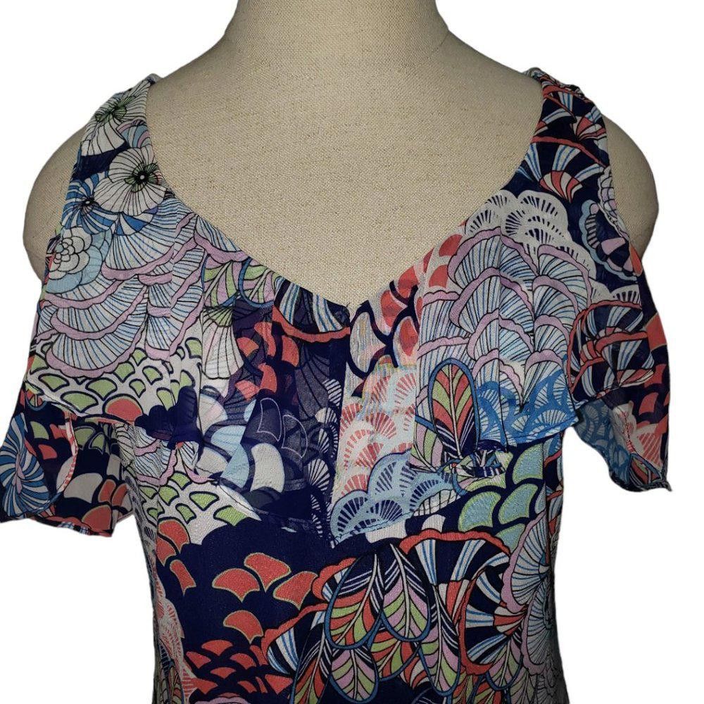 Designer CT521 Roz & Ali Floral Short Sleeve Straight Dress S Size S / US 4 / IT 40 - 5 Thumbnail