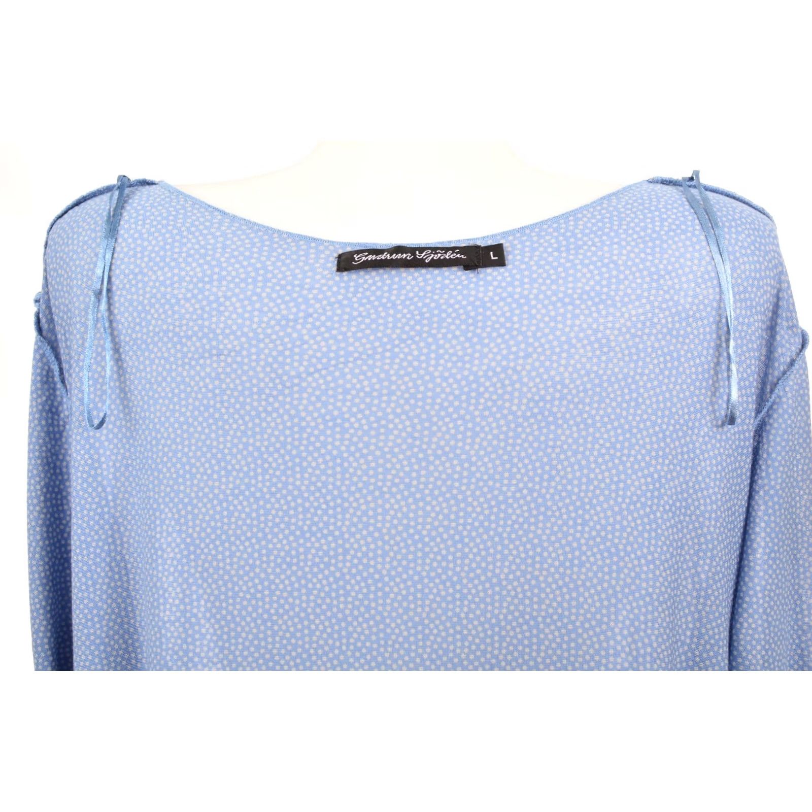 Vintage Gudrun Sjödén Gudrun Sjoden Blue Polka Dot Lyocell Dress L Women Short A-Line Size L / US 10 / IT 46 - 4 Thumbnail