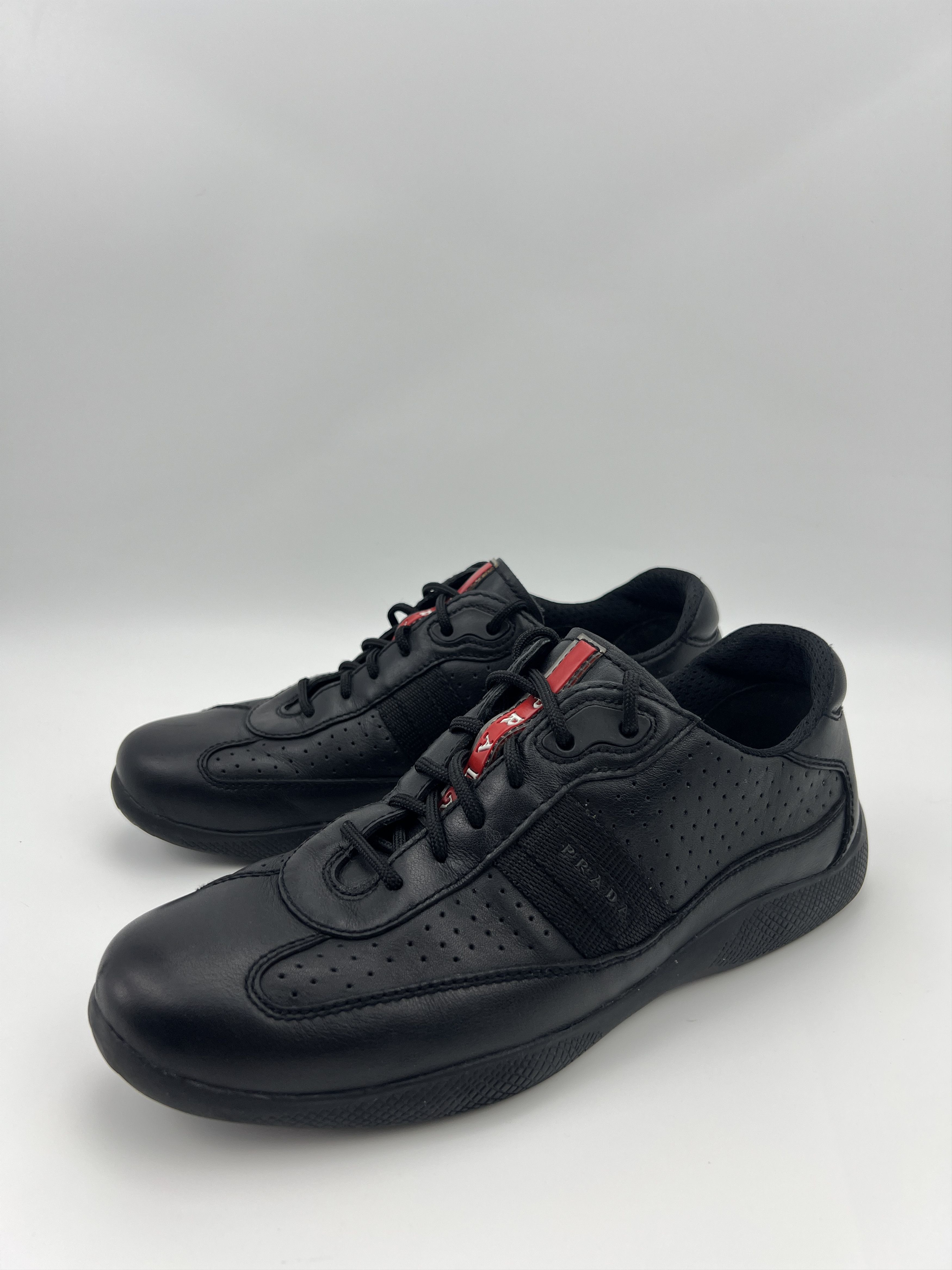 Prada Vintage Prada America's Cup Black Leather Sneakers Women's Size US 8 / IT 38 - 10 Thumbnail