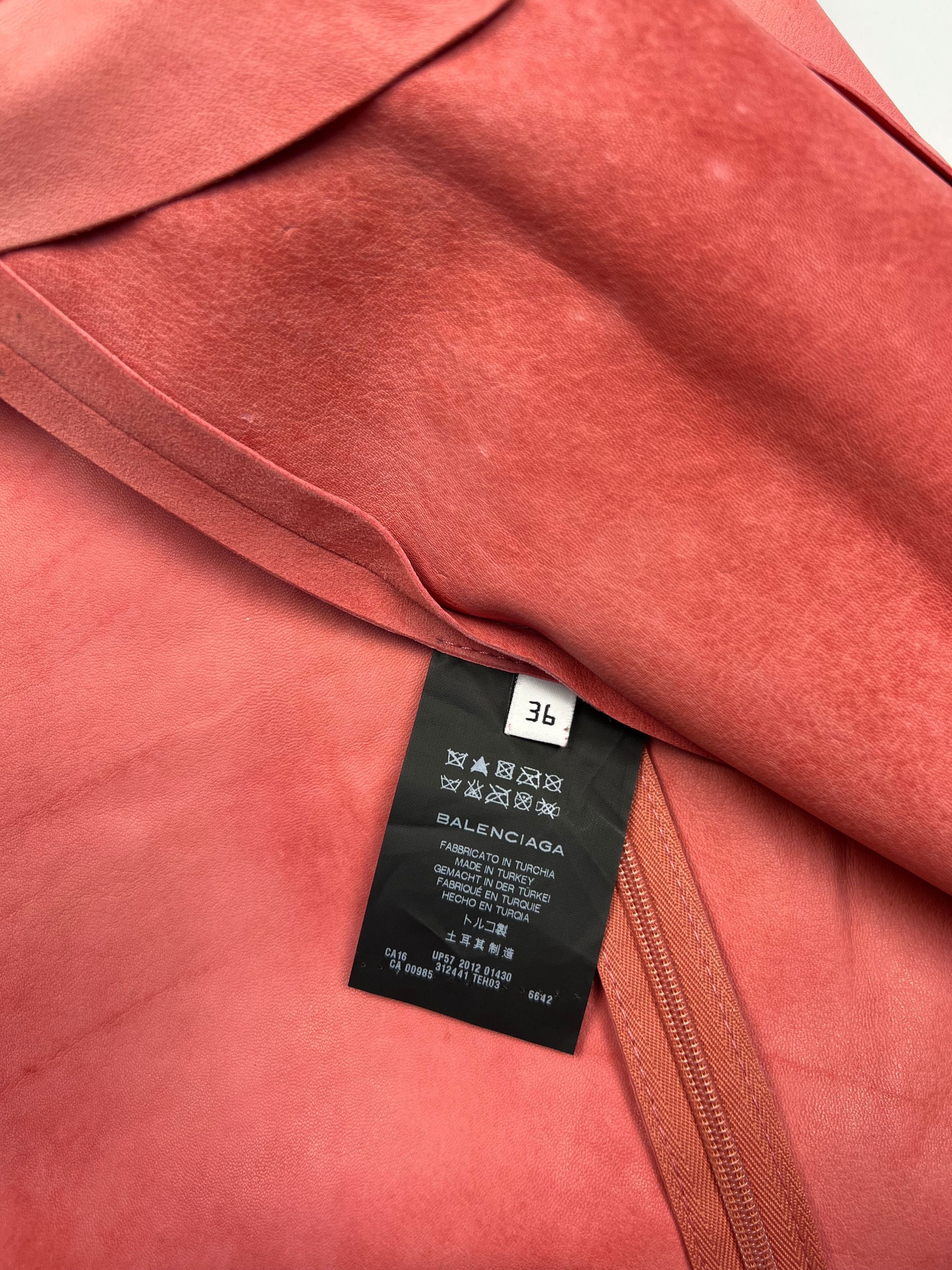 Balenciaga Balenciaga Leather Peachy Pink Midi Dress Size S / US 4 / IT 40 - 8 Thumbnail