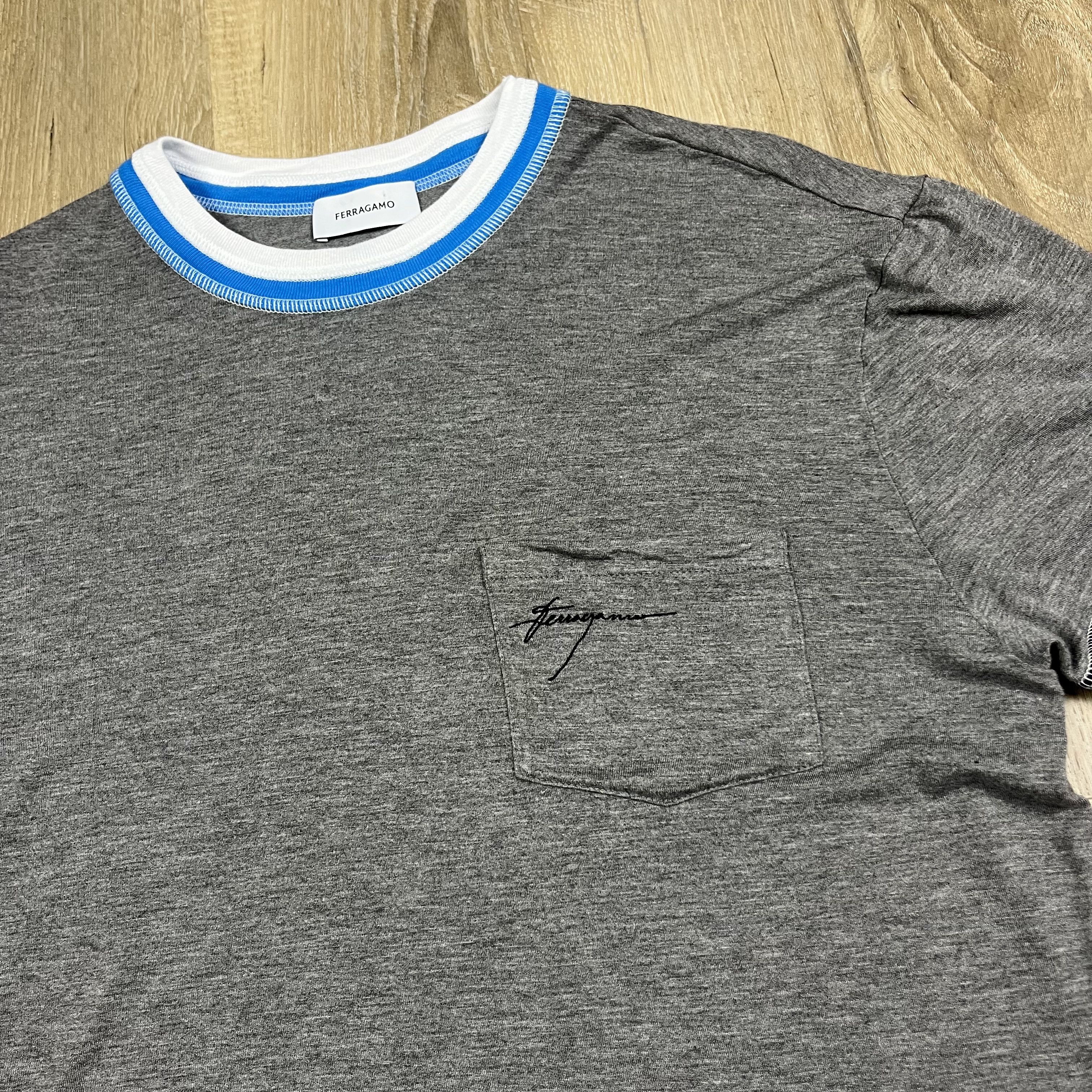Salvatore Ferragamo Ferragamo Colour Block Trim T-shirt Grey Multicolour Viscose Size US XL / EU 56 / 4 - 4 Thumbnail