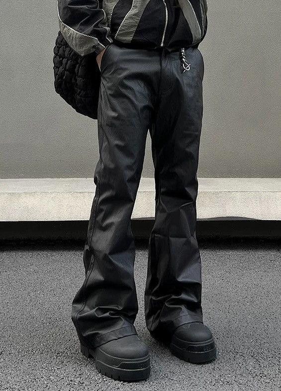Leather Black Pu Leather Stacked Flare Pants Size US 32 / EU 48 - 2 Thumbnail