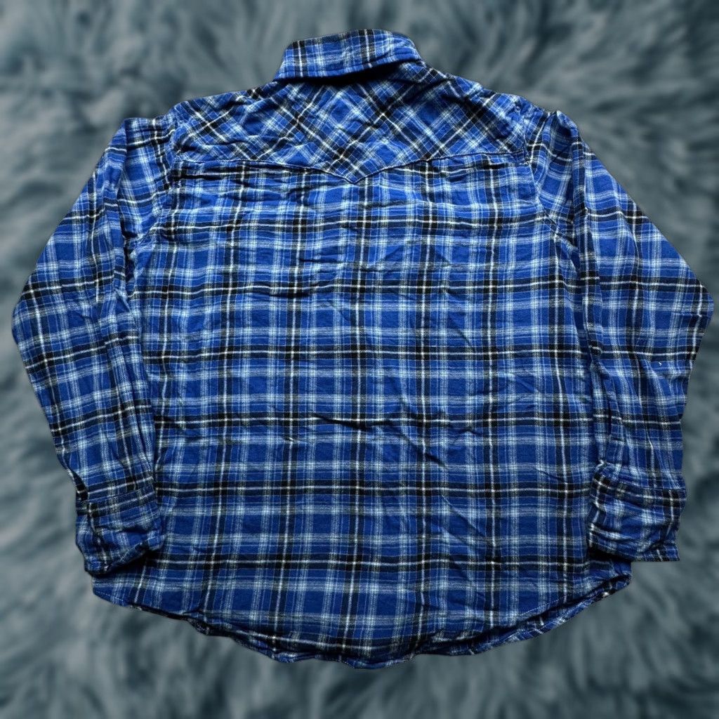 Wrangler Wrangler Pearl Snap Plaid Flannel Shirt Mens XL Long Sleeve Pockets Blue Black Size US XL / EU 56 / 4 - 1 Thumbnail
