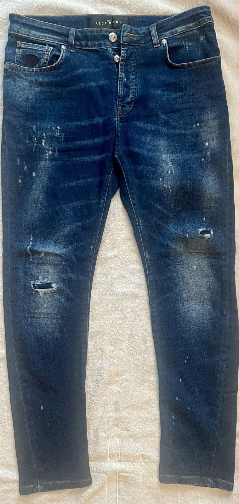 John Richmond John Richmond Distressed Jeans Paint Splatter Size 32 Size US 32 / EU 48 - 1 Thumbnail