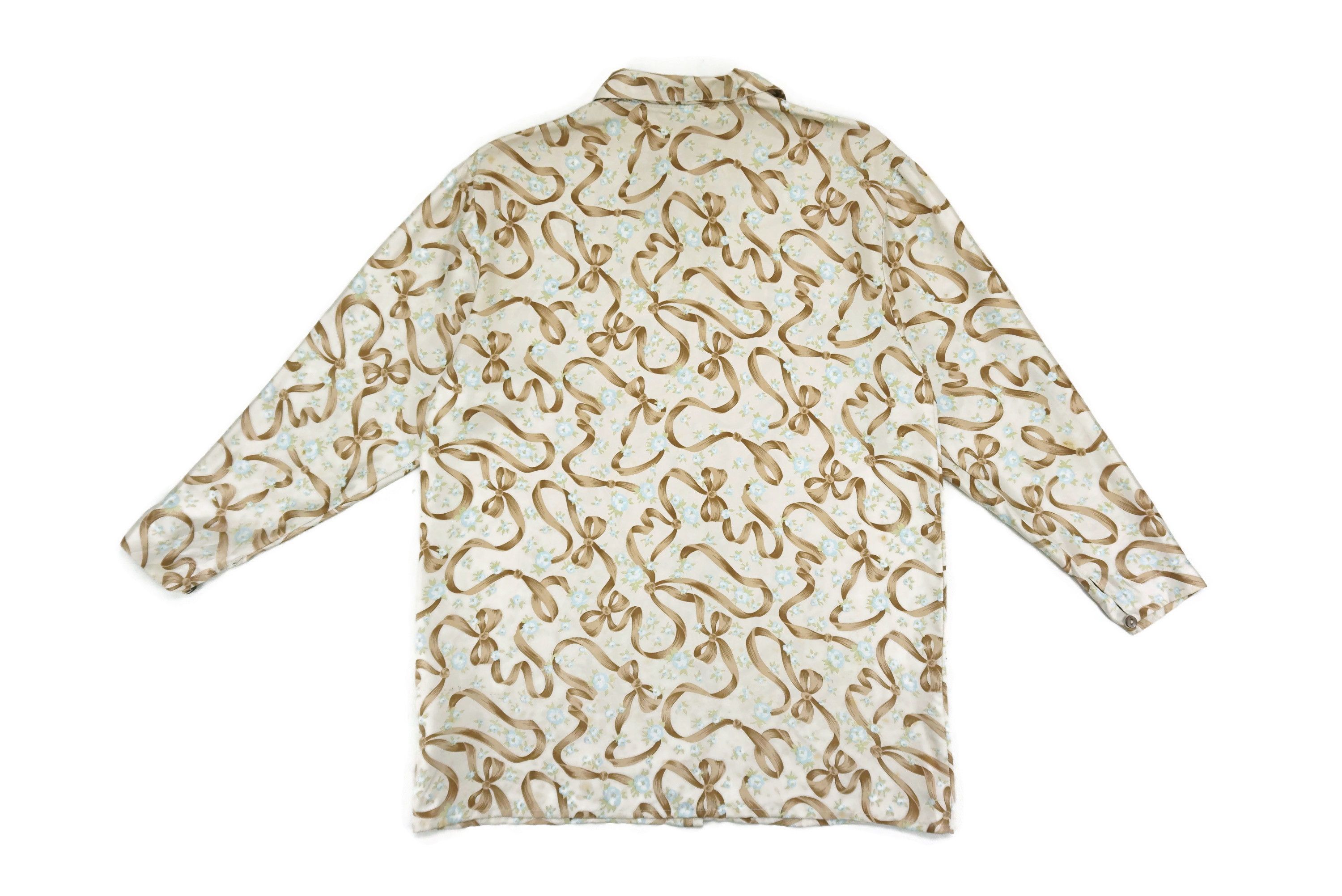 Bally Bally Silk Shirt Ribbons Floral Blouse Made in Italy Size L / US 10 / IT 46 - 2 Thumbnail