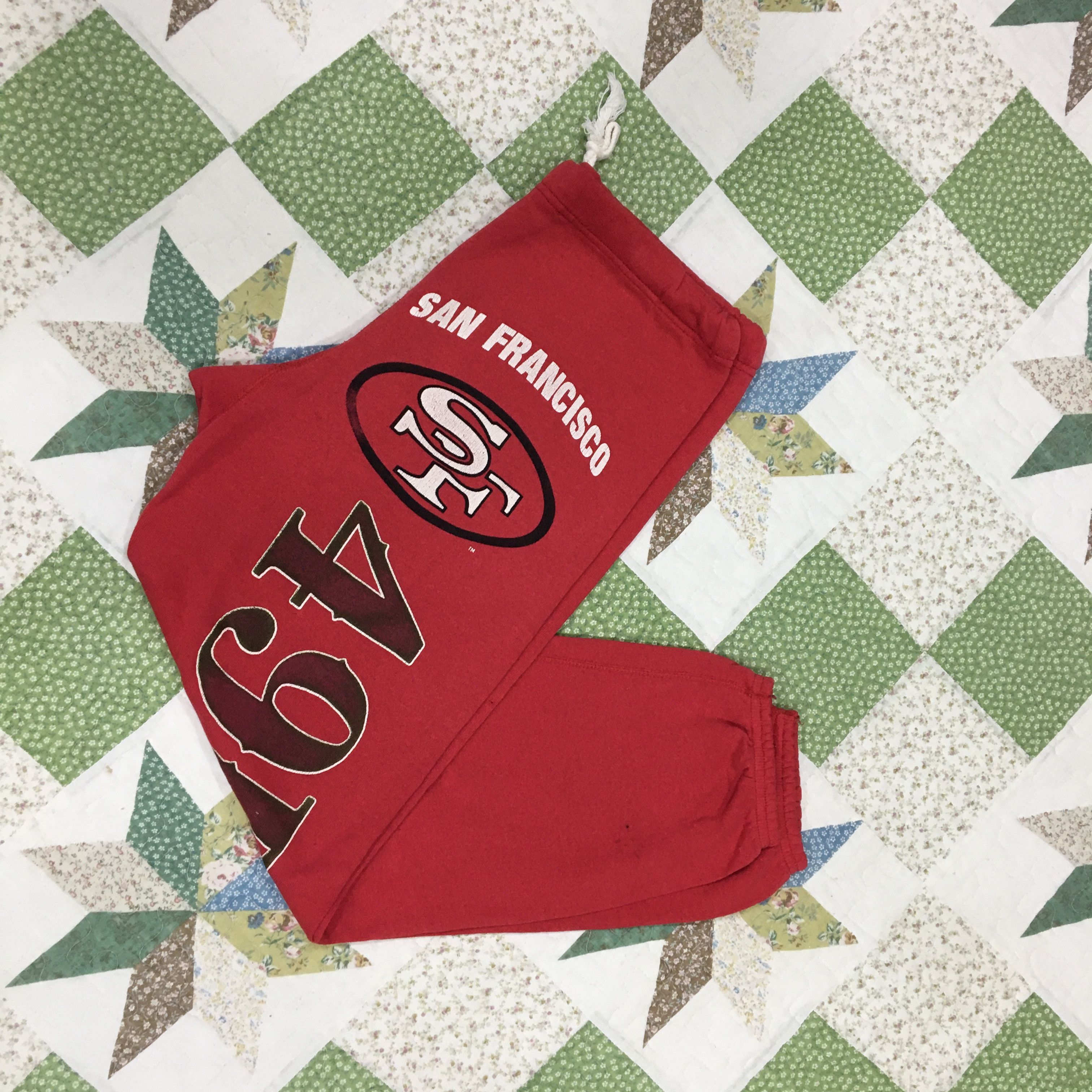 image of American College x Nfl Vintage San Francisco 49Ers Jogger Pants in Red, Women's (Size 32)
