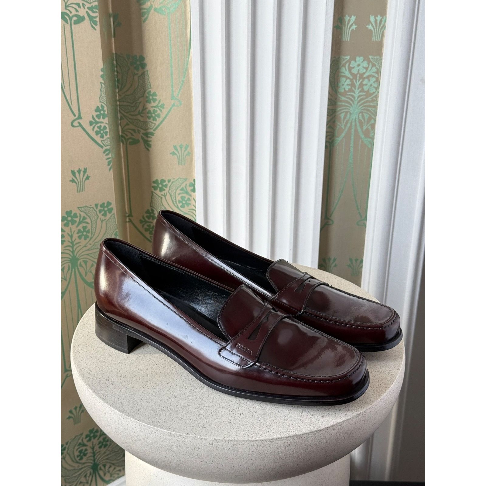 Prada NEW Prada Brushed Leather Cherry Red Womens Loafers Shoes Size US 11 / IT 41 - 6 Thumbnail