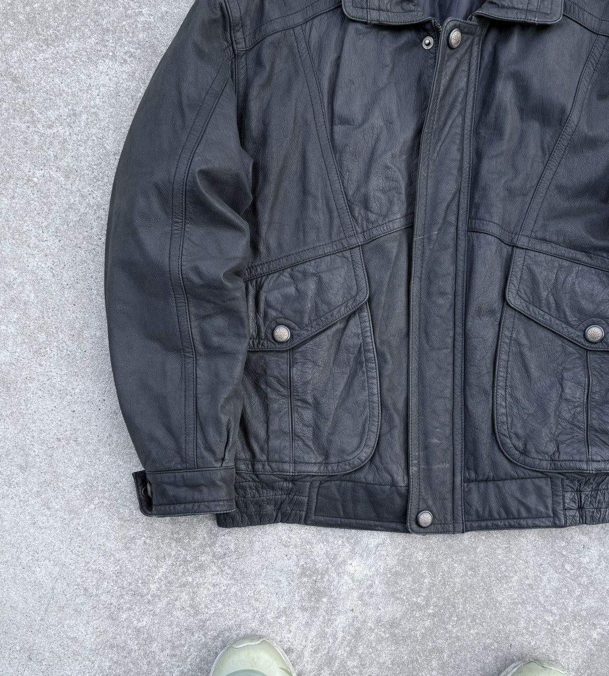 Vintage Vintage 90s rare streetwear avantgarde leather track jacket Size US M / EU 48-50 / 2 - 8 Thumbnail