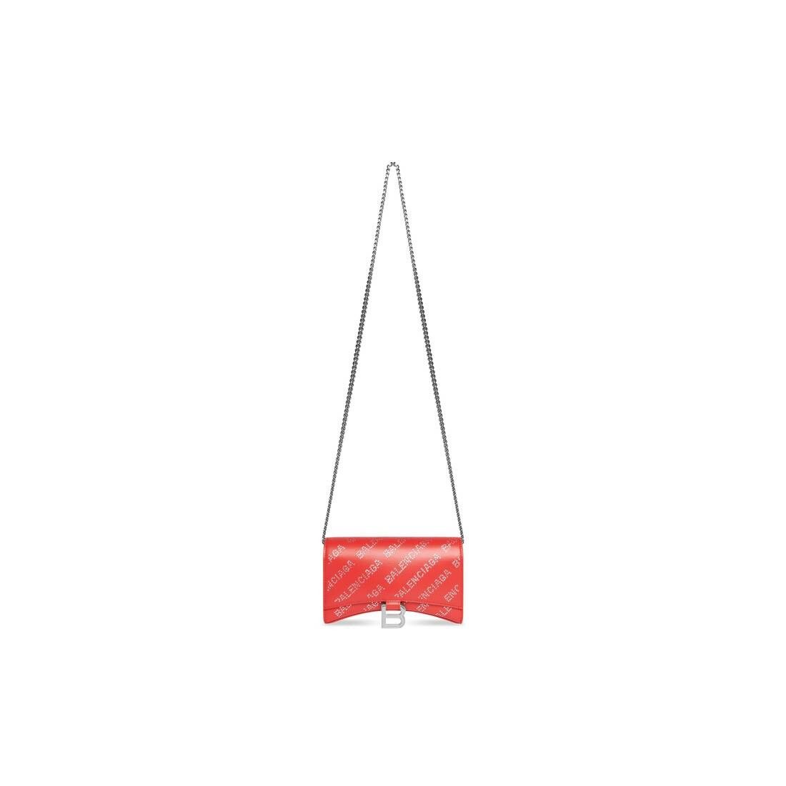 Balenciaga hourglass wallet on chain and rhinestones red Size ONE SIZE - 1 Thumbnail