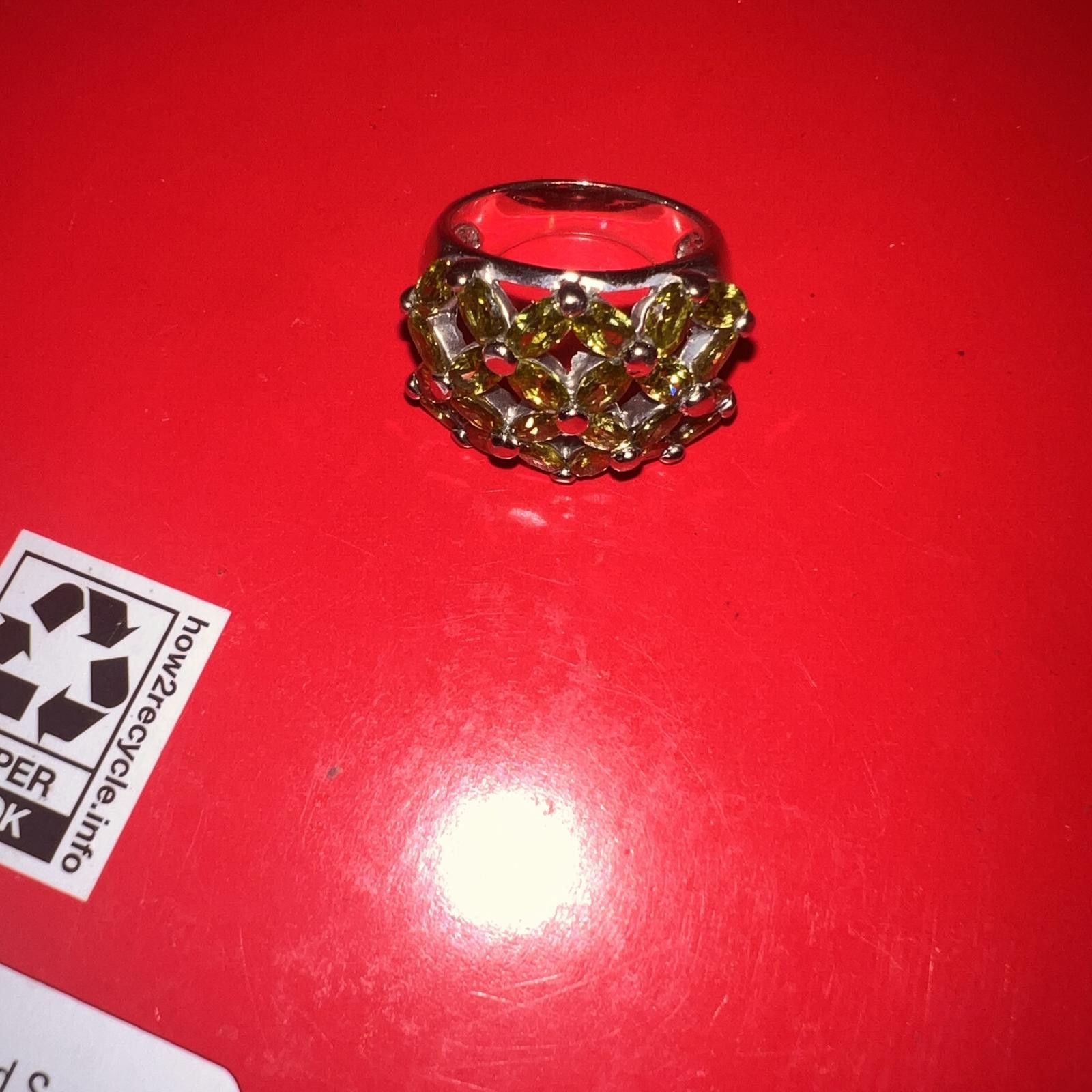 Unknown London Women's Green Gemstone Silver Ring Size ONE SIZE - 2 Thumbnail