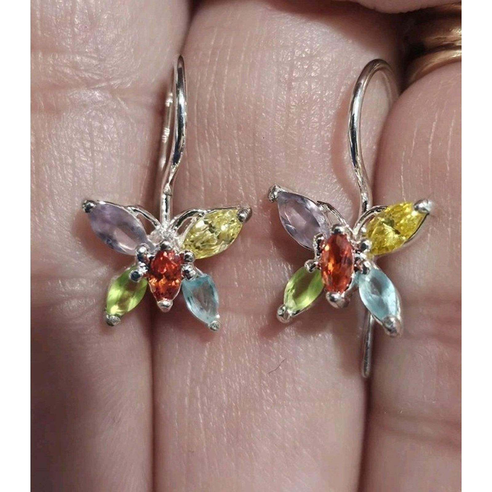 Other Butterfly Sterling Silver Earrings Multi Marqui Stone Size ONE SIZE - 6 Thumbnail