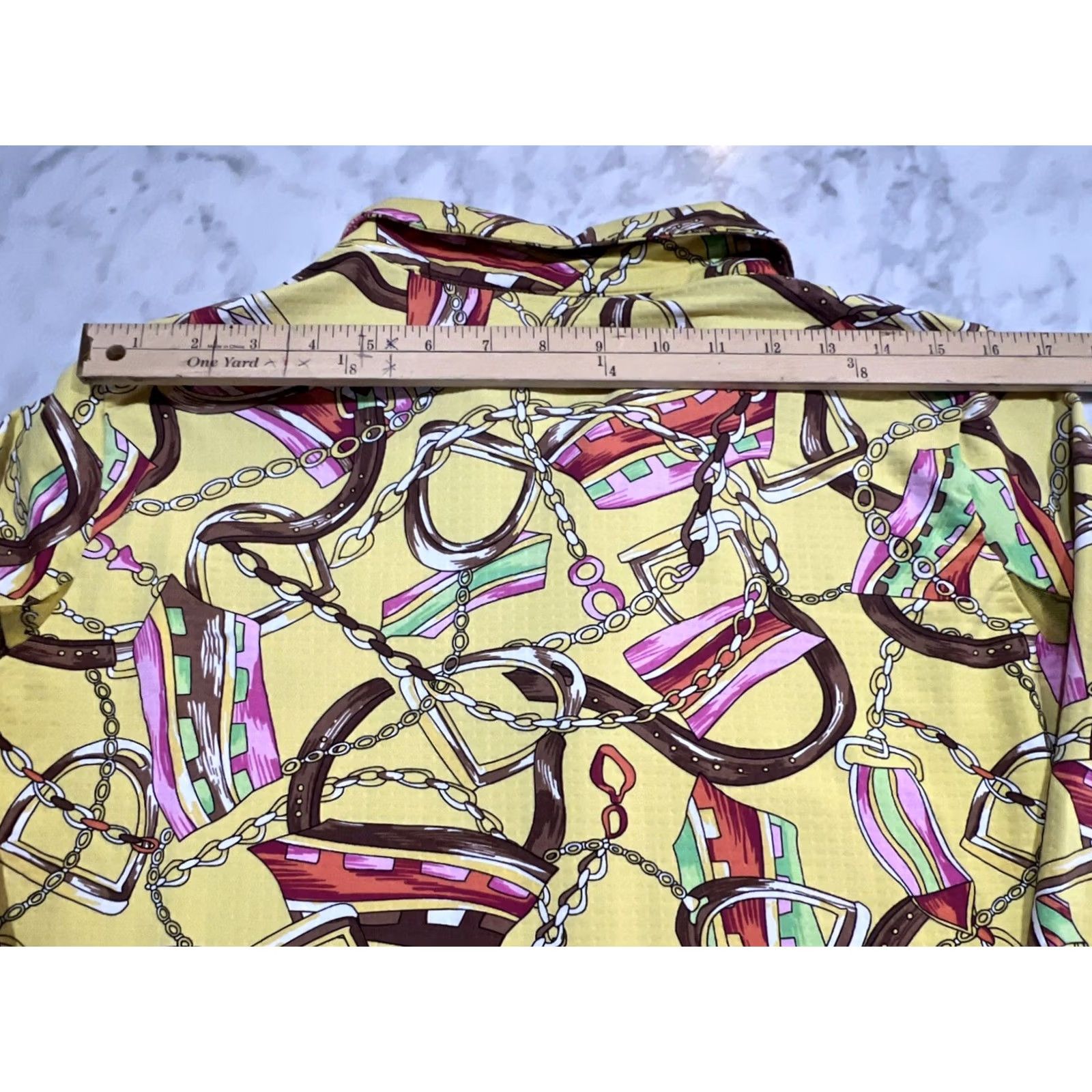 Vintage Icikuls Shirt Womens Large Yellow Quarter Zip Equestrian Horse Western Vented Size L / US 10 / IT 46 - 6 Thumbnail