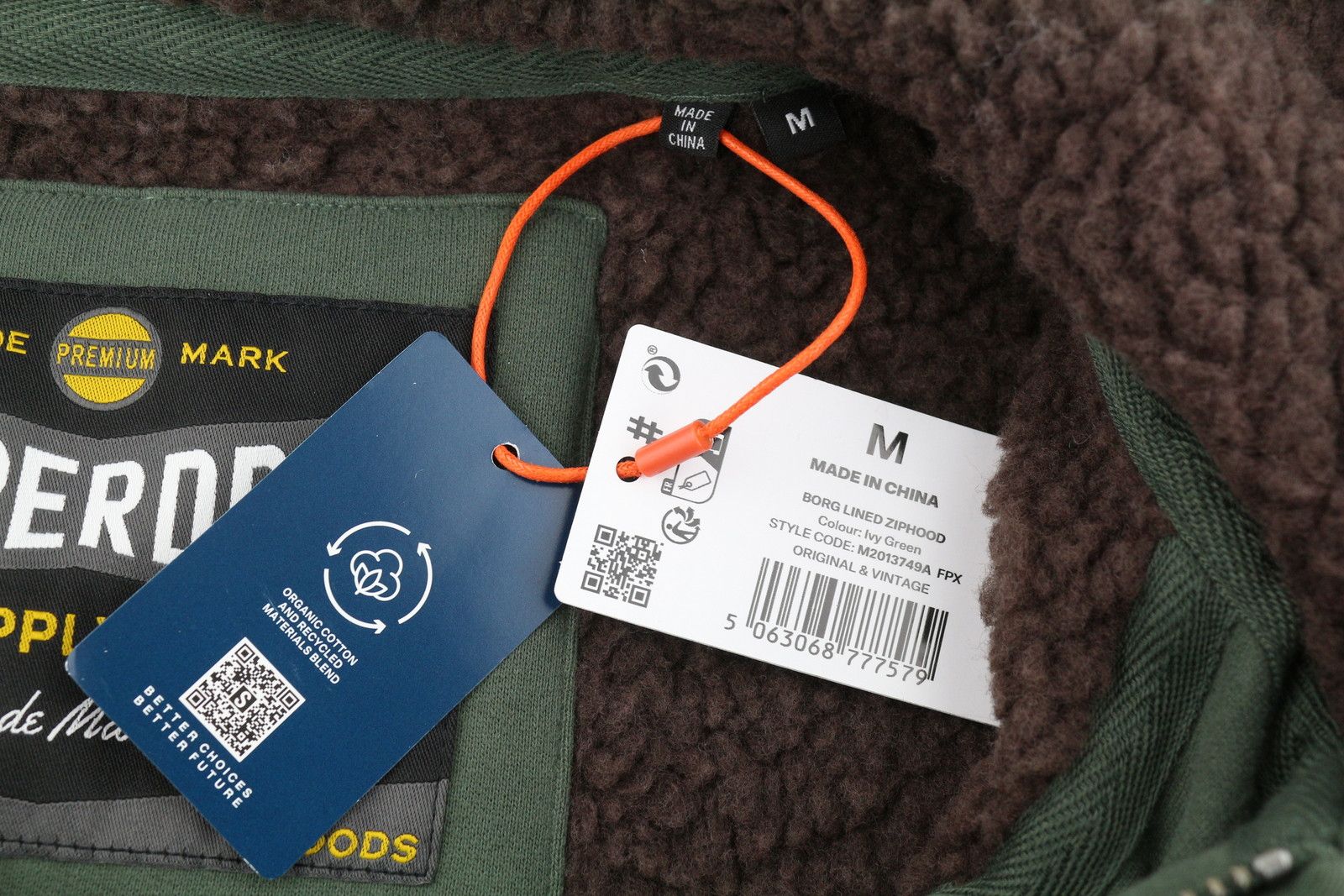 Superdry BORG LINED M Green Sherpa Full Zip Hoodie 87129 Size US M / EU 48-50 / 2 - 6 Thumbnail