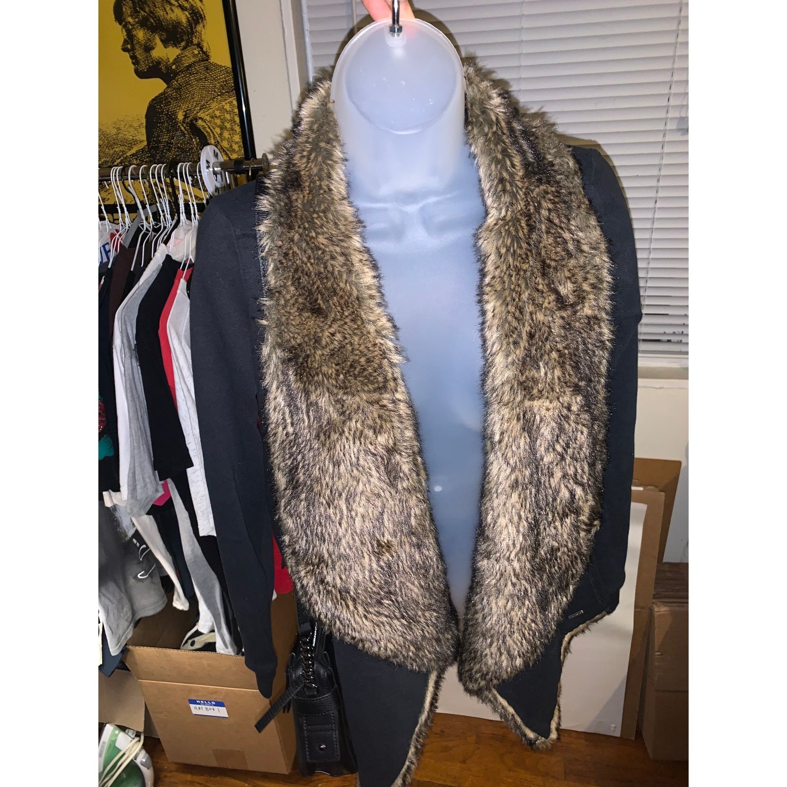 Hollister Hollister Faux Fur Collar Black Cardigan Womens XS Y2K Cozy Size XS / US 0-2 / IT 36-38 - 2 Thumbnail