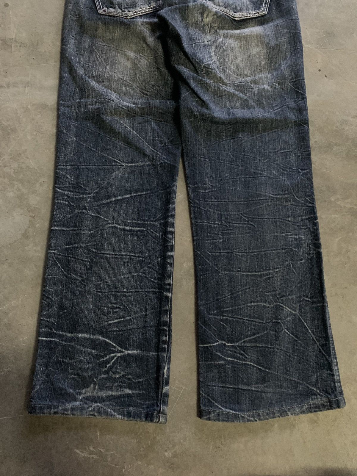 If Six Was Nine ROOT THREE STYLE honeycomb whiskered wash jeans punk goth Size US 33 - 17 Thumbnail