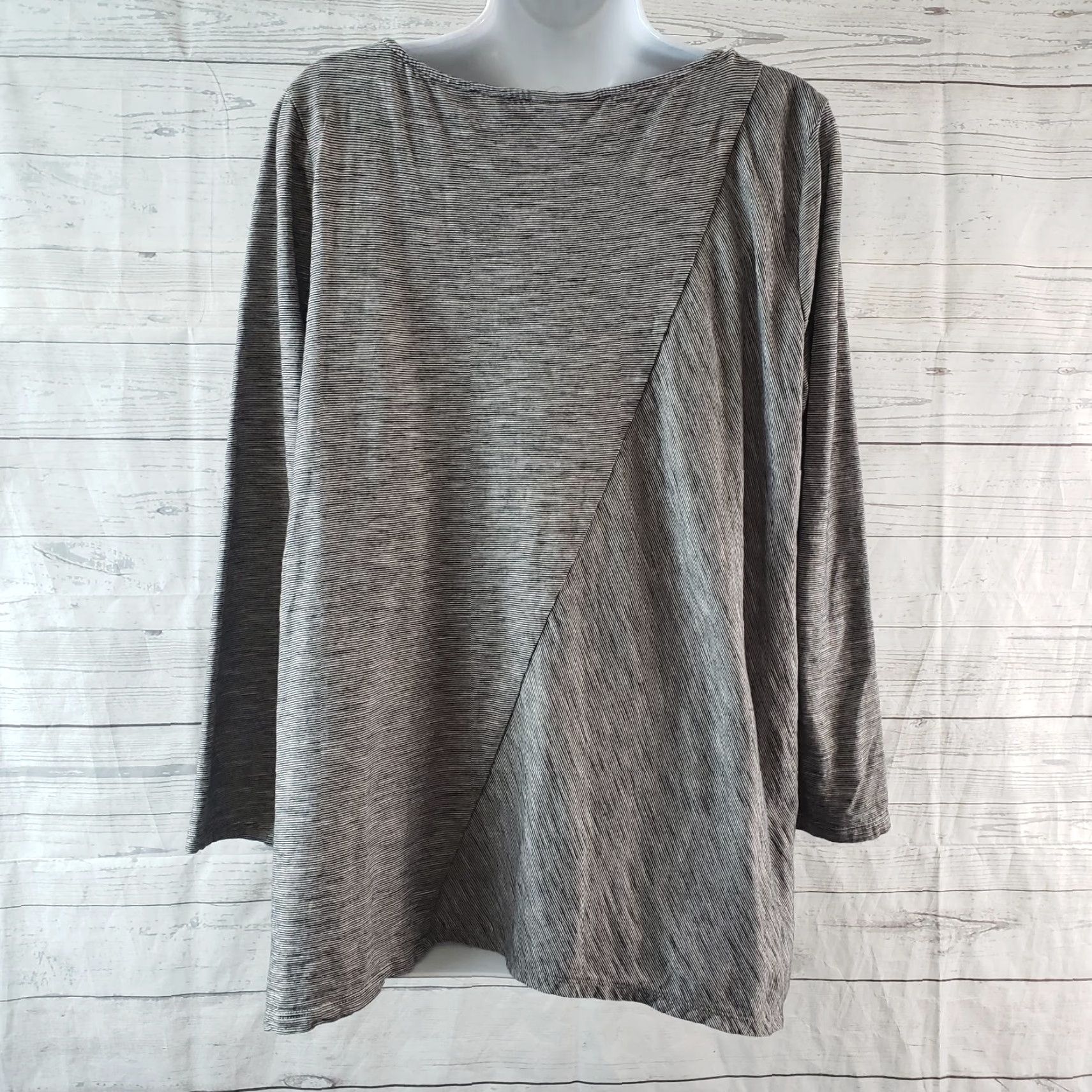 Vintage PureJill Womens Long Sleeve Top Blouse Size PL Petites Black Beige Cotton Shirt Womens Size L / US 10 / IT 46 - 4 Thumbnail