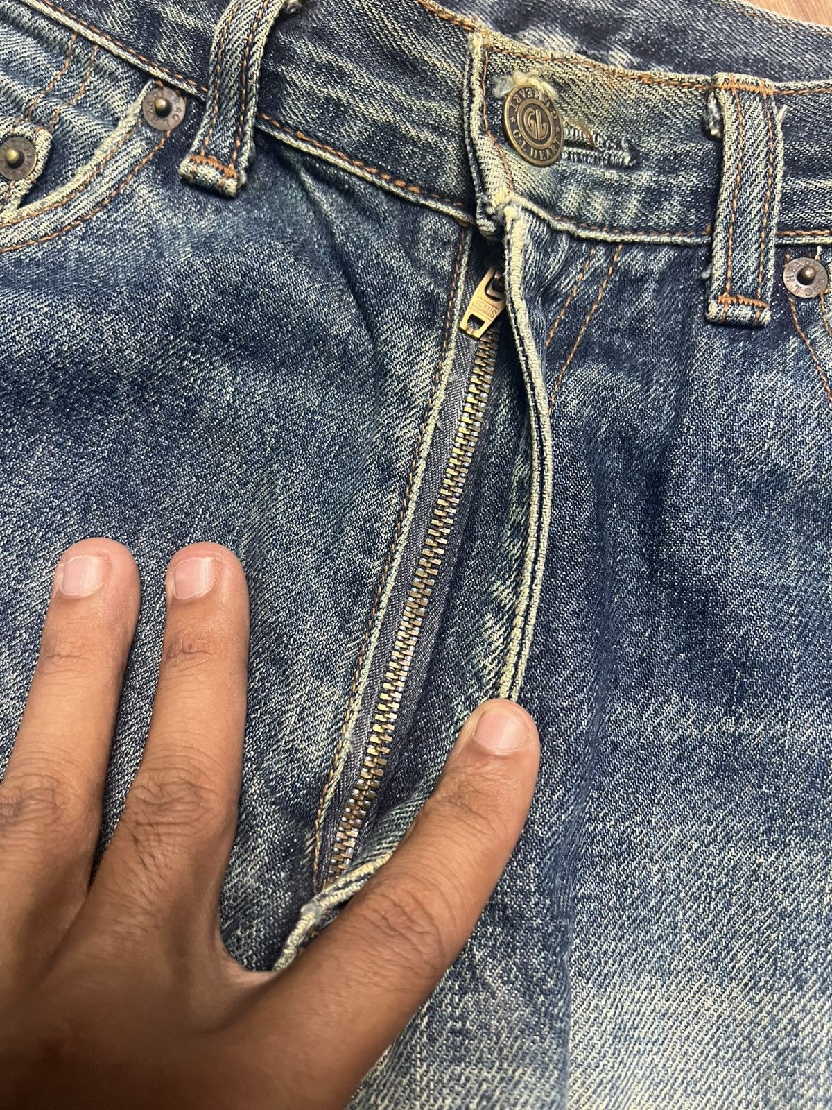 Japanese Brand Heart Denim P905 by Big John Corp Japan -Wide Leg Jeans (43) Size US 29 - 7 Thumbnail