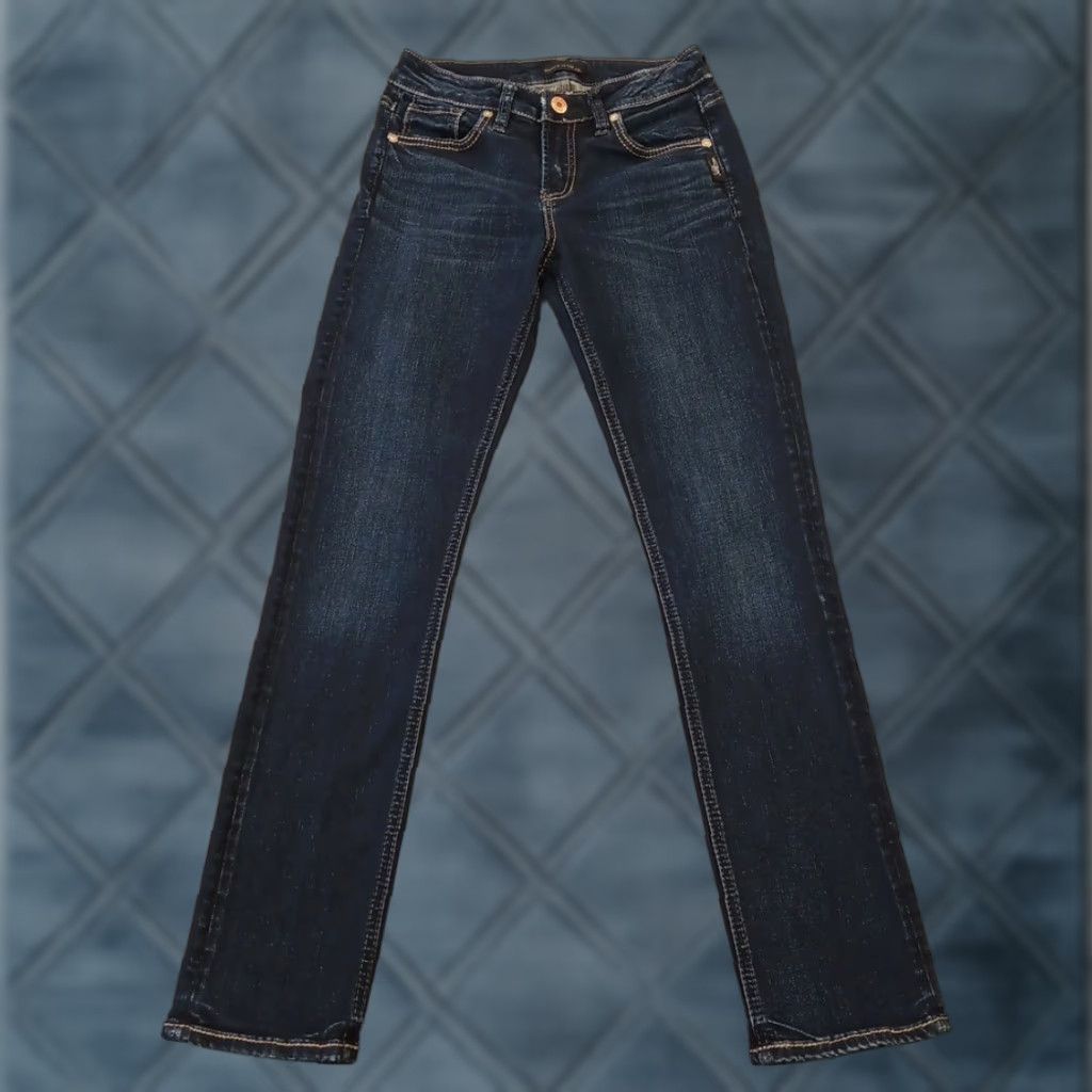 Silver Jeans Co. Silver Avery Straight Jeans Womens Size 26 Blue Dark Mid Rise Stretch 25x29 Size 26" / US 2 / IT 38 - 1 Thumbnail