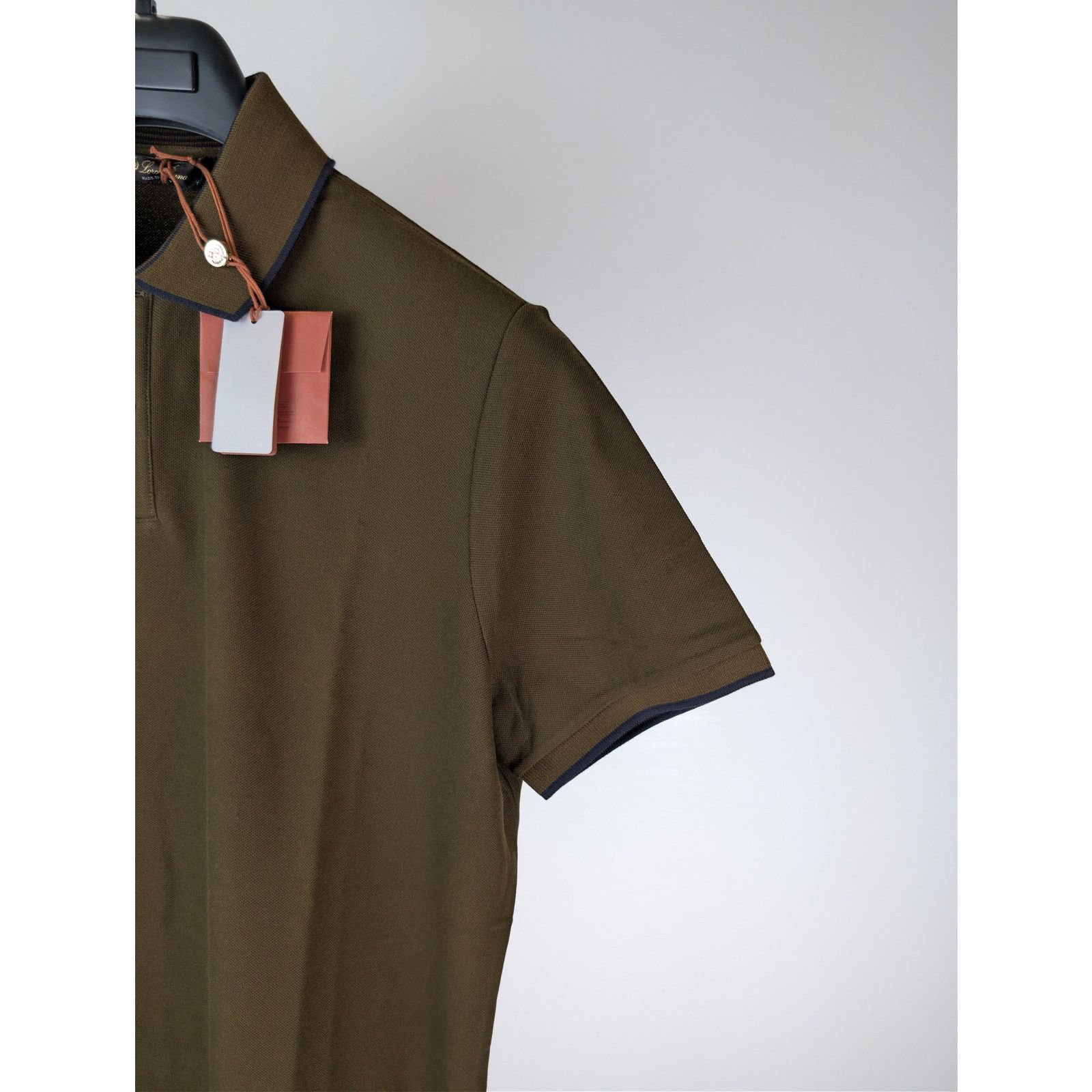 Loro Piana o1rshd1 Double Collar Cotton Piquet Polo Shirt Olive Green Size US M / EU 48-50 / 2 - 5 Thumbnail