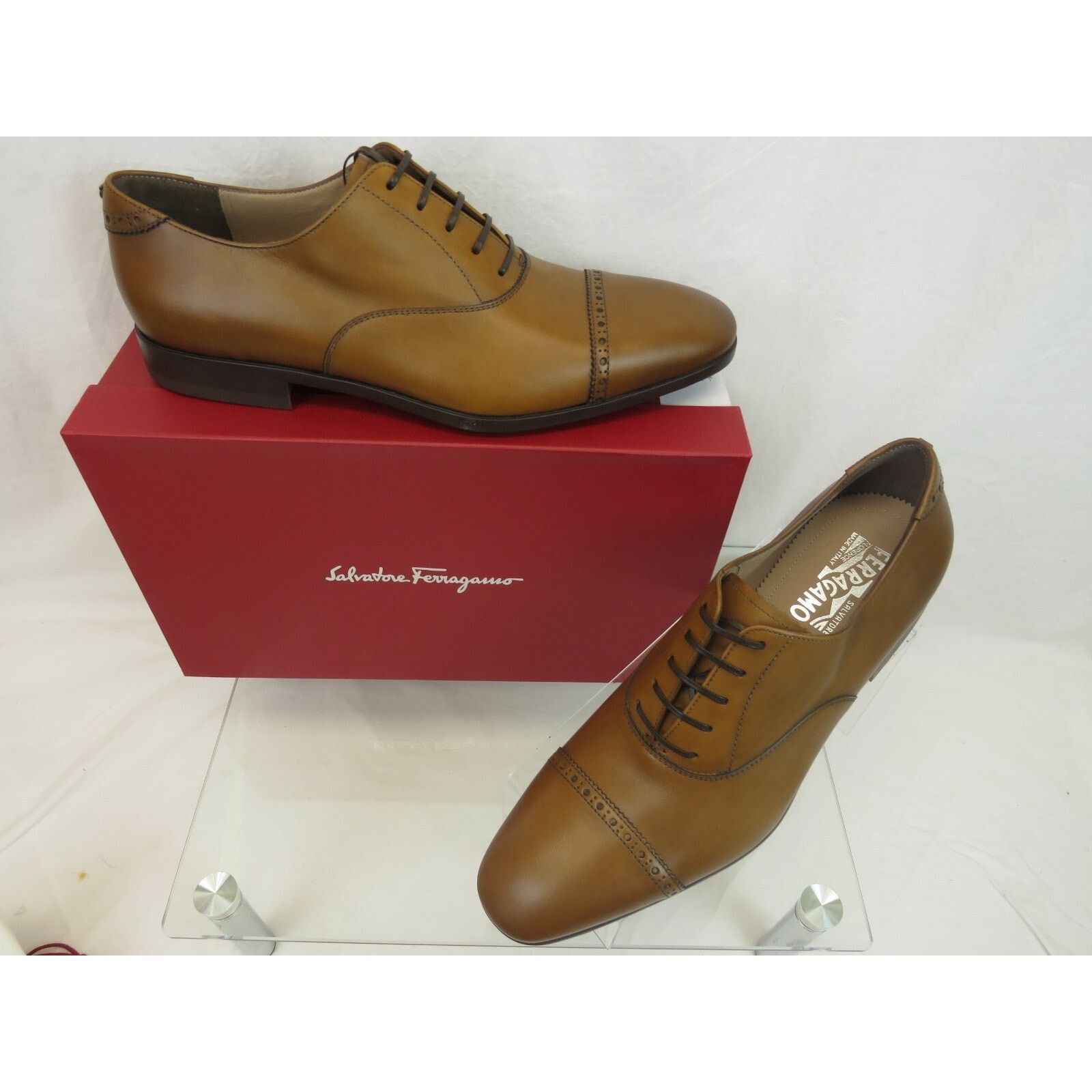Salvatore Ferragamo FERRAGAMO BOSTON BROWN BROGUE LEATHER GANCINI OXFORDS 10.5 E Size US 11.5 / EU 44-45 - 7 Thumbnail