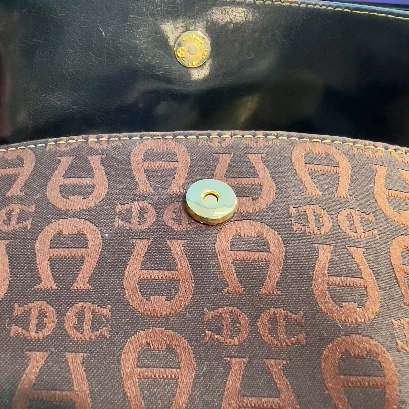 Etienne Aigner Etienne Aigner Clutch Leather Trim Mag Clasp Pocket Vintage Size ONE SIZE - 15 Thumbnail