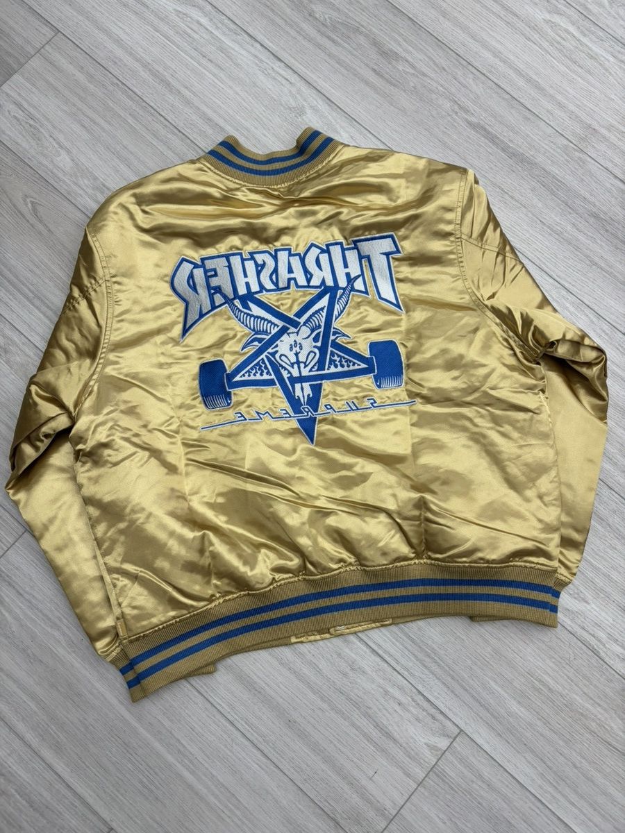 Supreme Supreme Thrasher Satin Varsity Jacket Gold Size US L / EU 52-54 / 3 - 2 Thumbnail