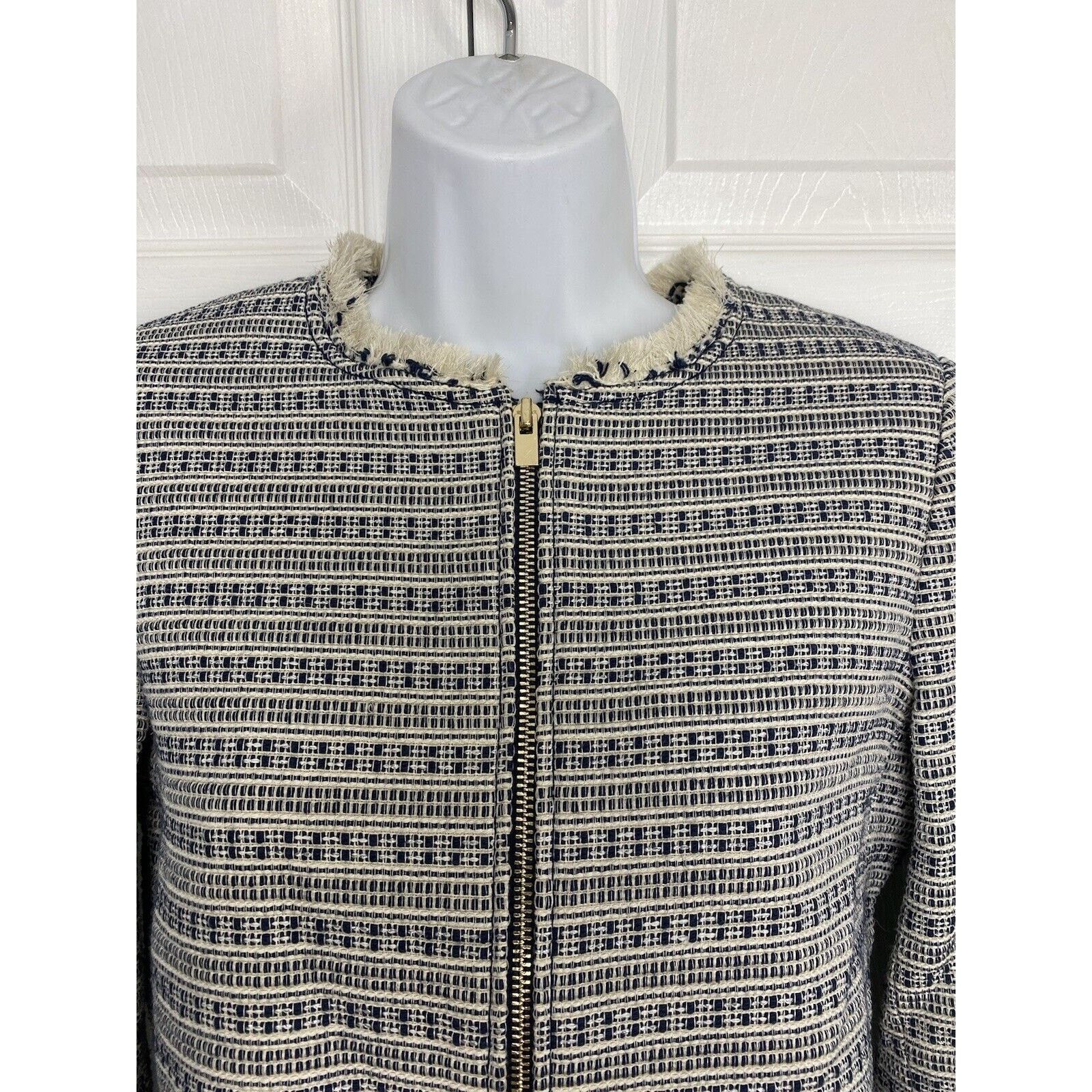 Club Monaco CLUB MONACO Parelle Manteaux Cropped Zip Jacket Tweed Bows Size XS / US 0-2 / IT 36-38 - 6 Thumbnail
