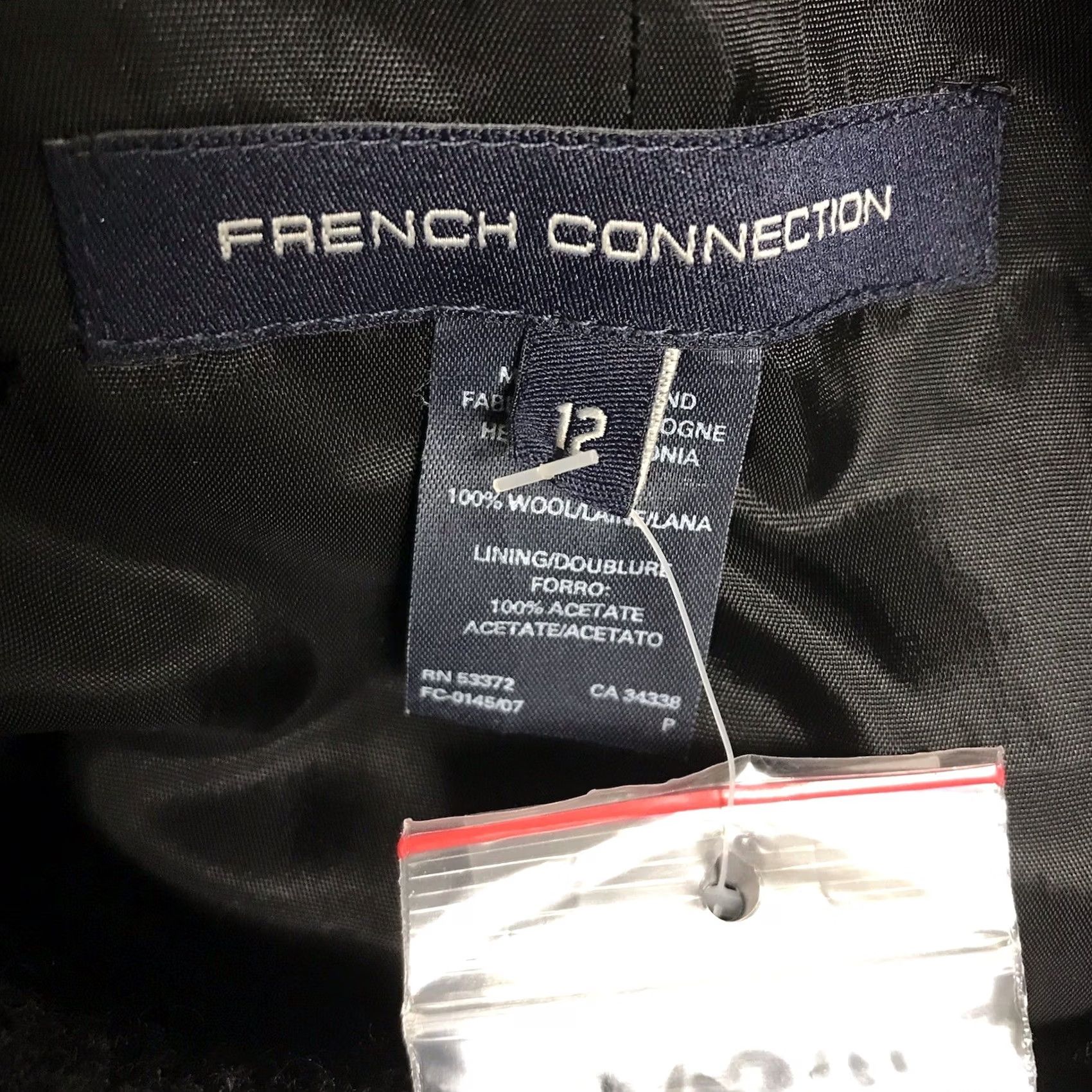 French Connection French Connection Women Black Wool Double-Breasted Button-Up Peacoat Overcoat 12 Size XL / US 12-14 / IT 48-50 - 3 Thumbnail